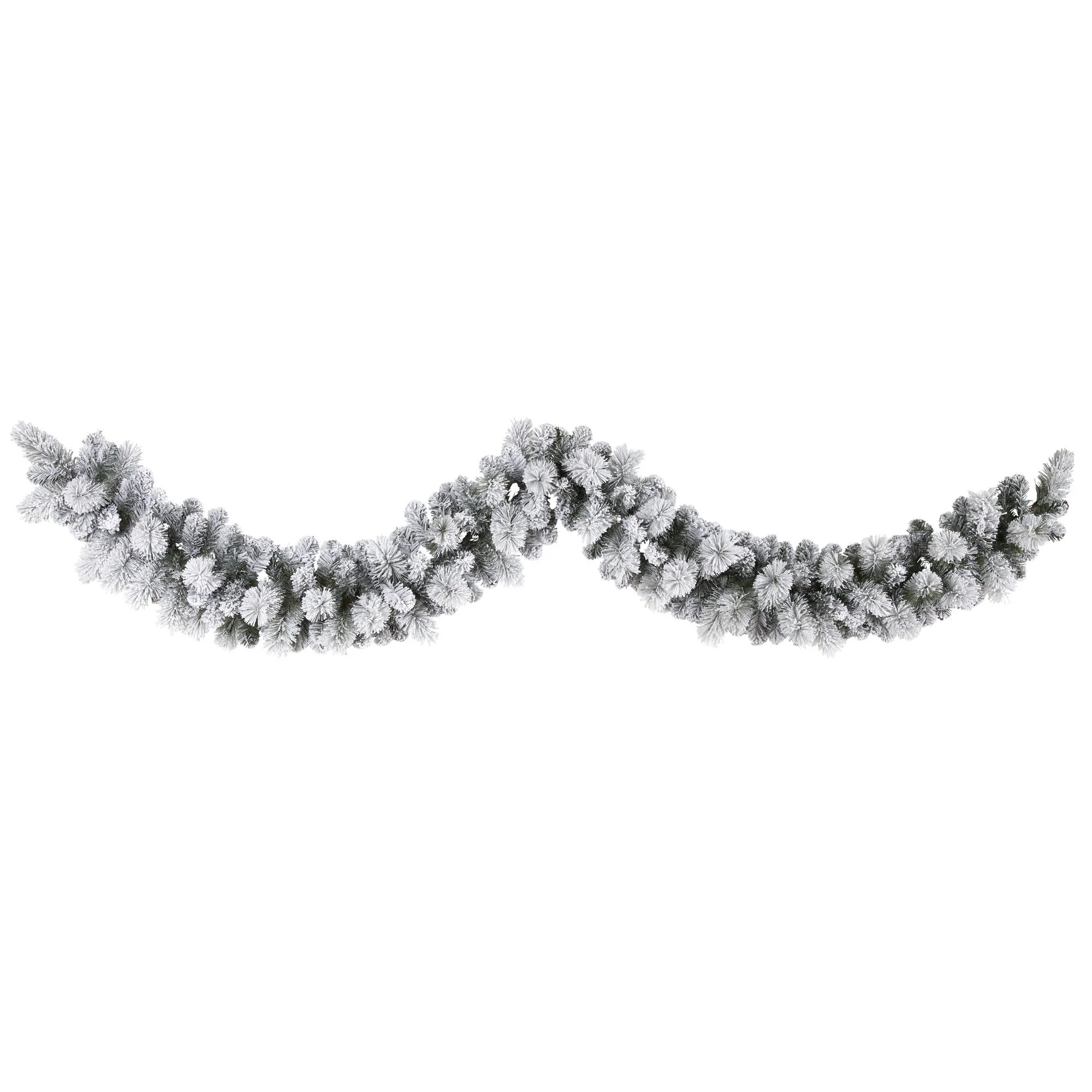9’ Flocked Christmas Artificial Garland with 180 Bendable Branches