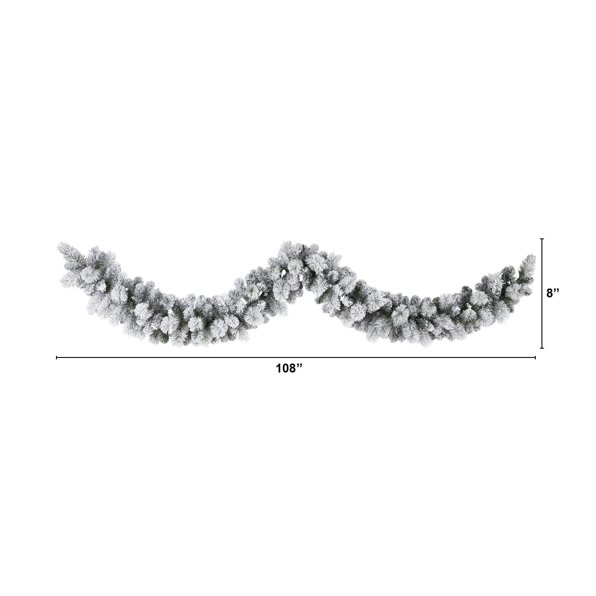 9’ Flocked Christmas Artificial Garland with 180 Bendable Branches - Image 2