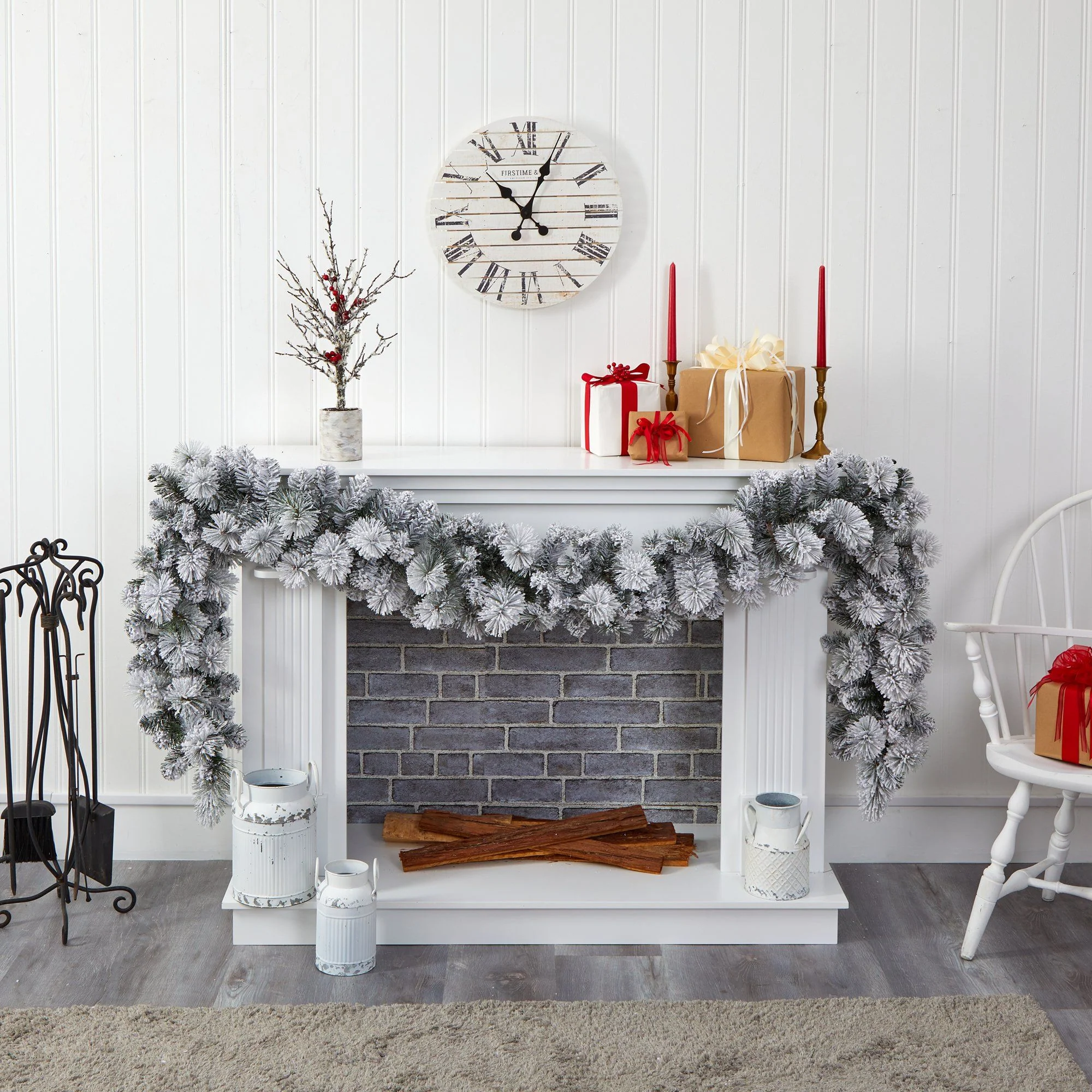9’ Flocked Christmas Artificial Garland with 180 Bendable Branches - Image 4