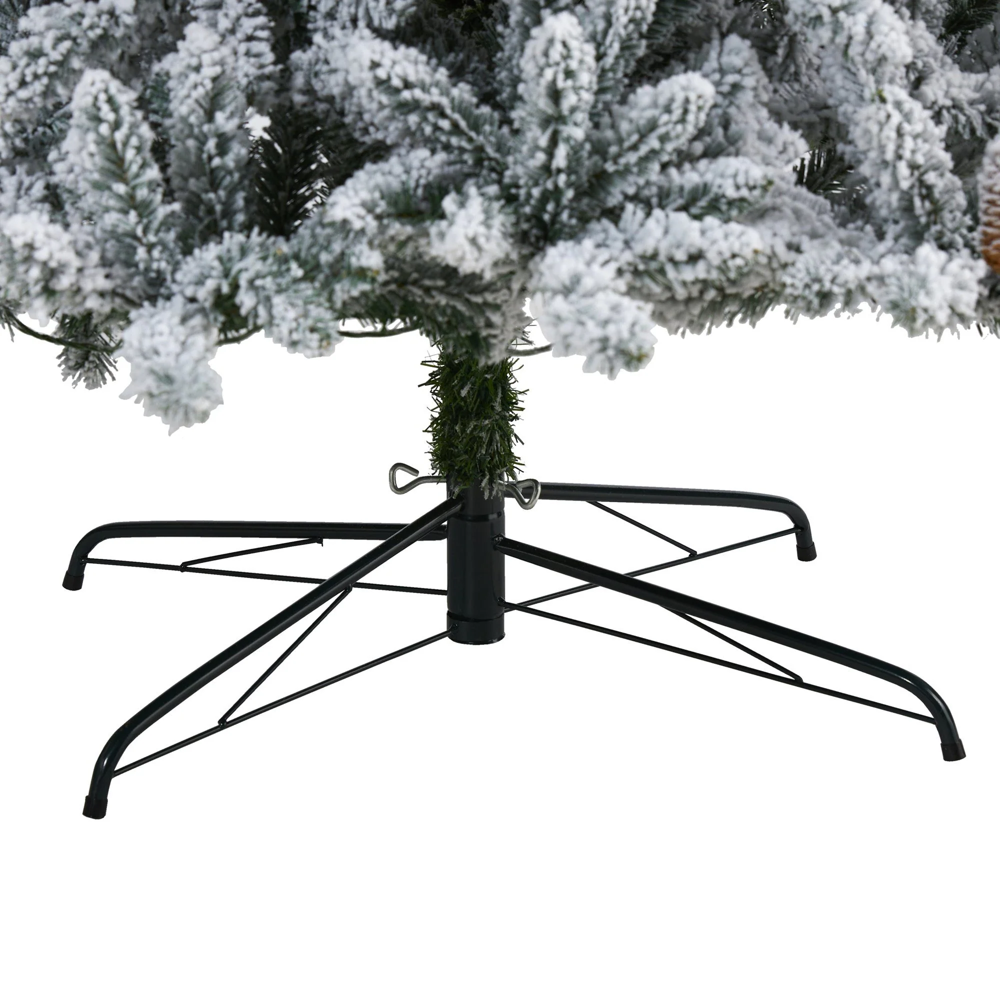9’ Flocked Livingston Fir Artificial Christmas Tree with Pine Cones and 650 Clear Warm LED Lights - Image 4