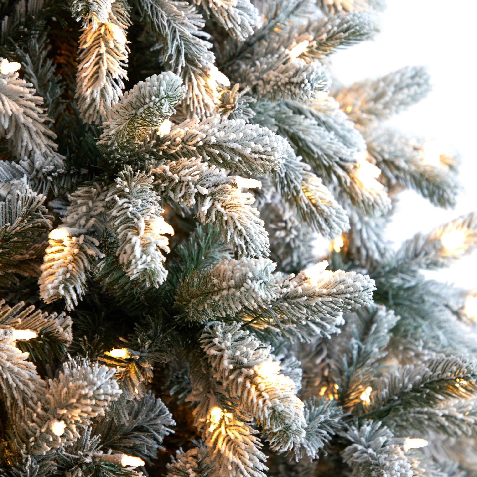 9’ Flocked South Carolina Spruce Christmas Tree with 850 Clear Lights and 2329 Bendable Branches - Image 4