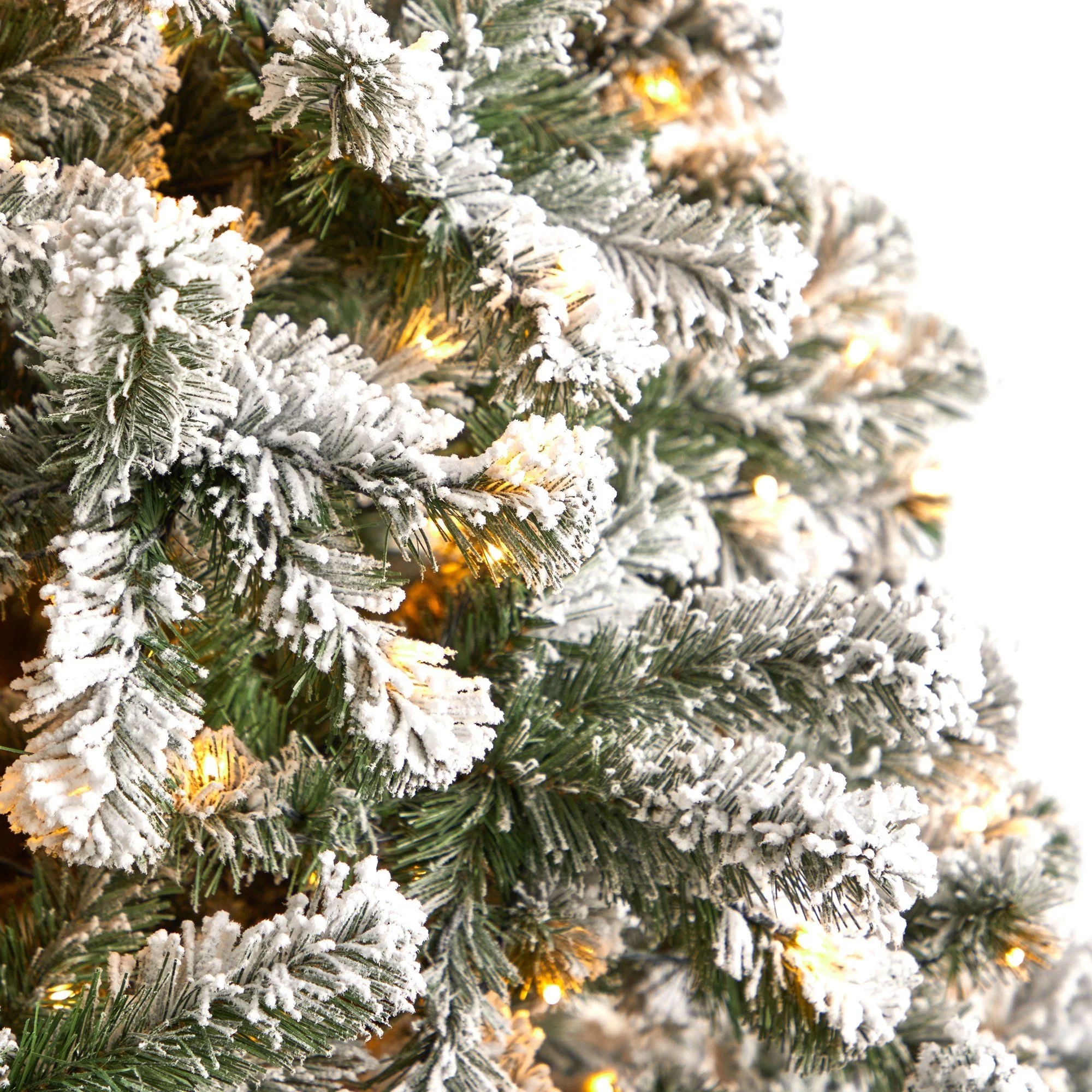 9' Flocked West Virginia Fir Christmas Tree with 650 Clear LED Lights and 1320 Bendable Branches - Image 4