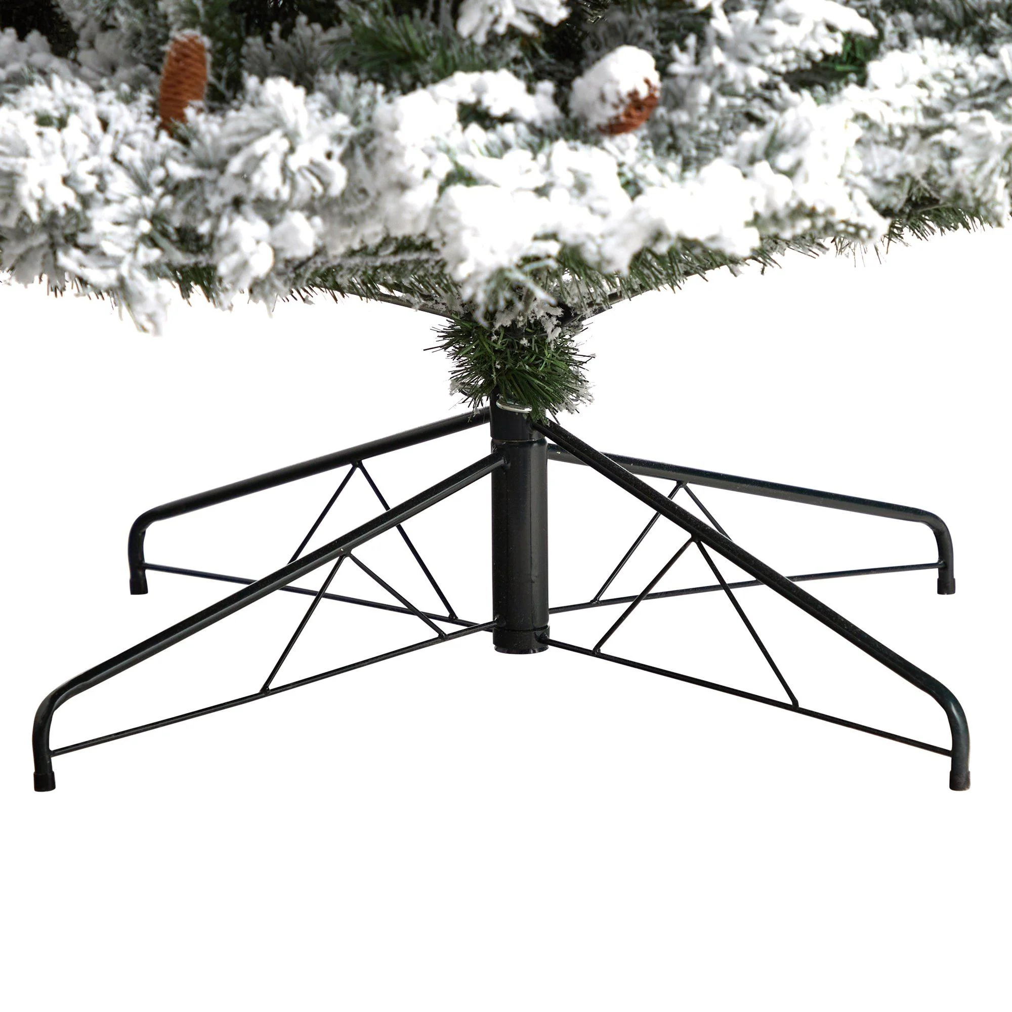9' Flocked White River Mountain Pine Christmas Tree with Pinecones and 650 Clear LED Lights - Image 6