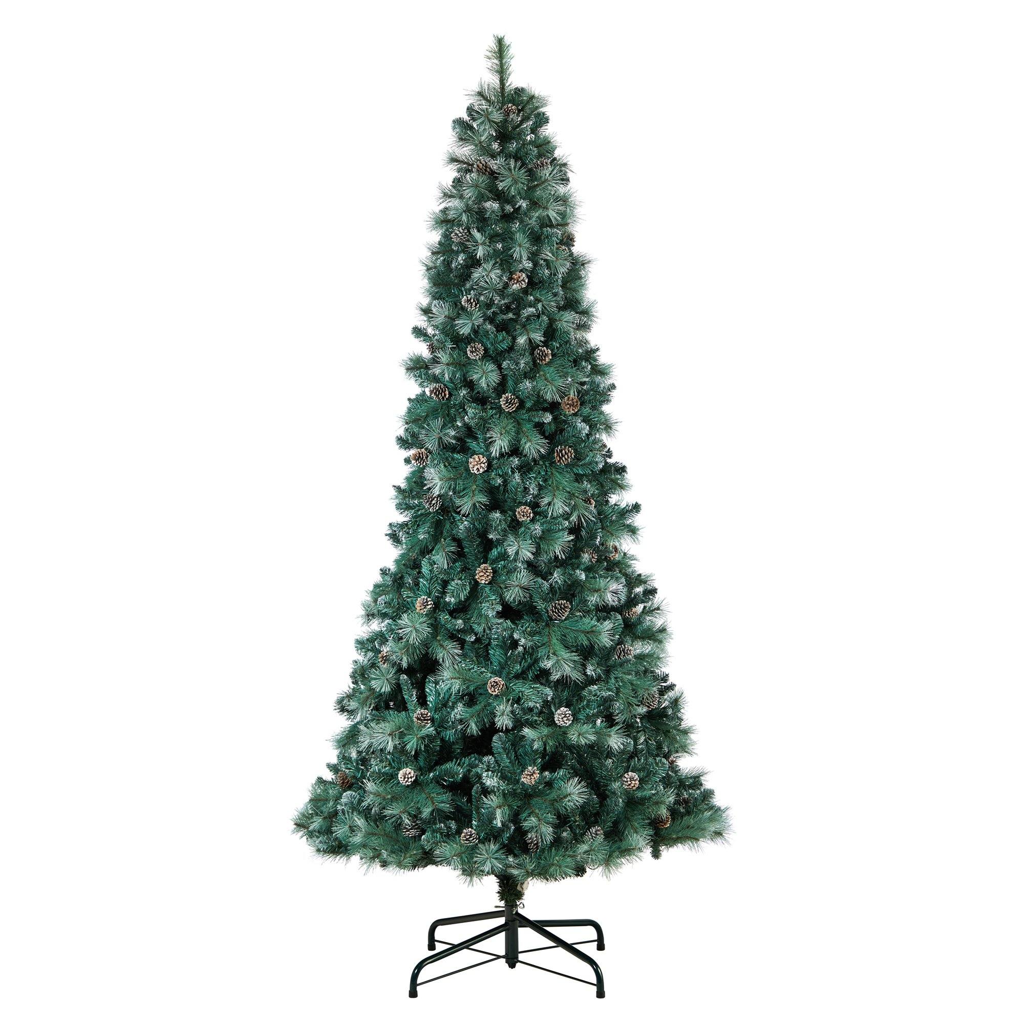 9' Frosted Tip British Columbia Mountain Pine Artificial Christmas Tree with 400 Clear Lights, Pine Cones and 882 Bendable Branches - Image 3