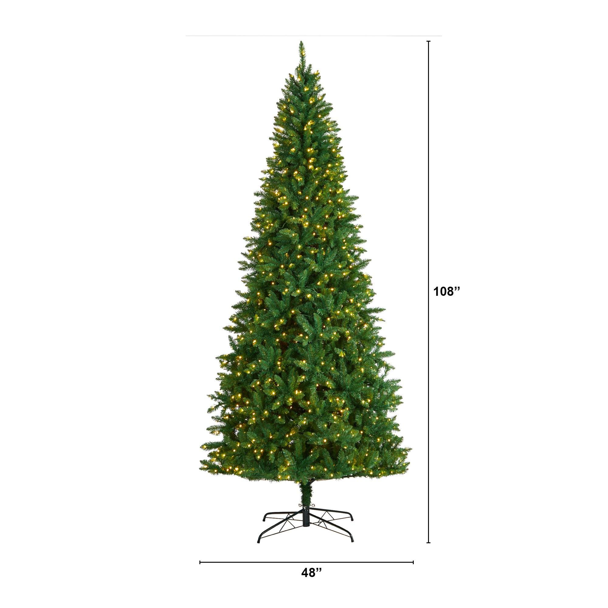 9’ Green Valley Fir Artificial Christmas Tree with 800 Clear LED Lights and 2093 Bendable Branches - Image 2