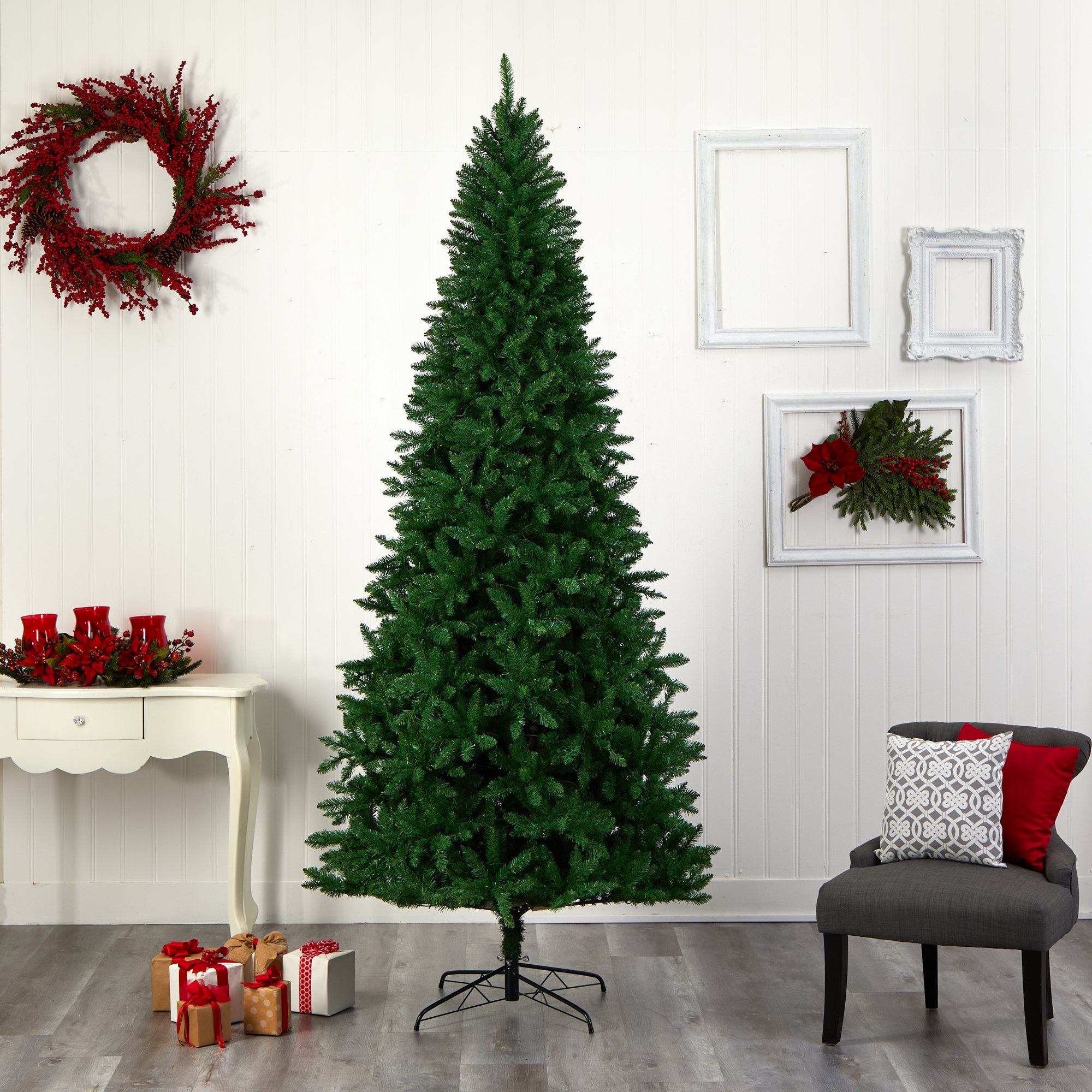 9’ Green Valley Fir Artificial Christmas Tree with 800 Clear LED Lights and 2093 Bendable Branches - Image 8