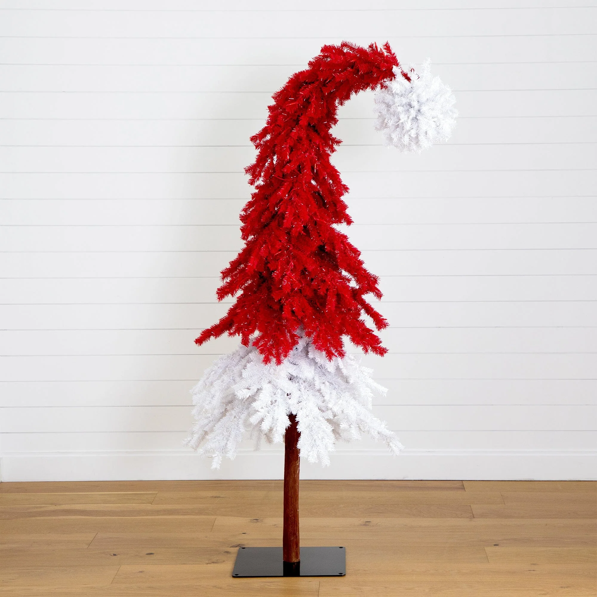 9’ Holiday Red Santa’s Hat Christmas Tree with 500 LED lights and 1272 Bendable Branches - Image 4