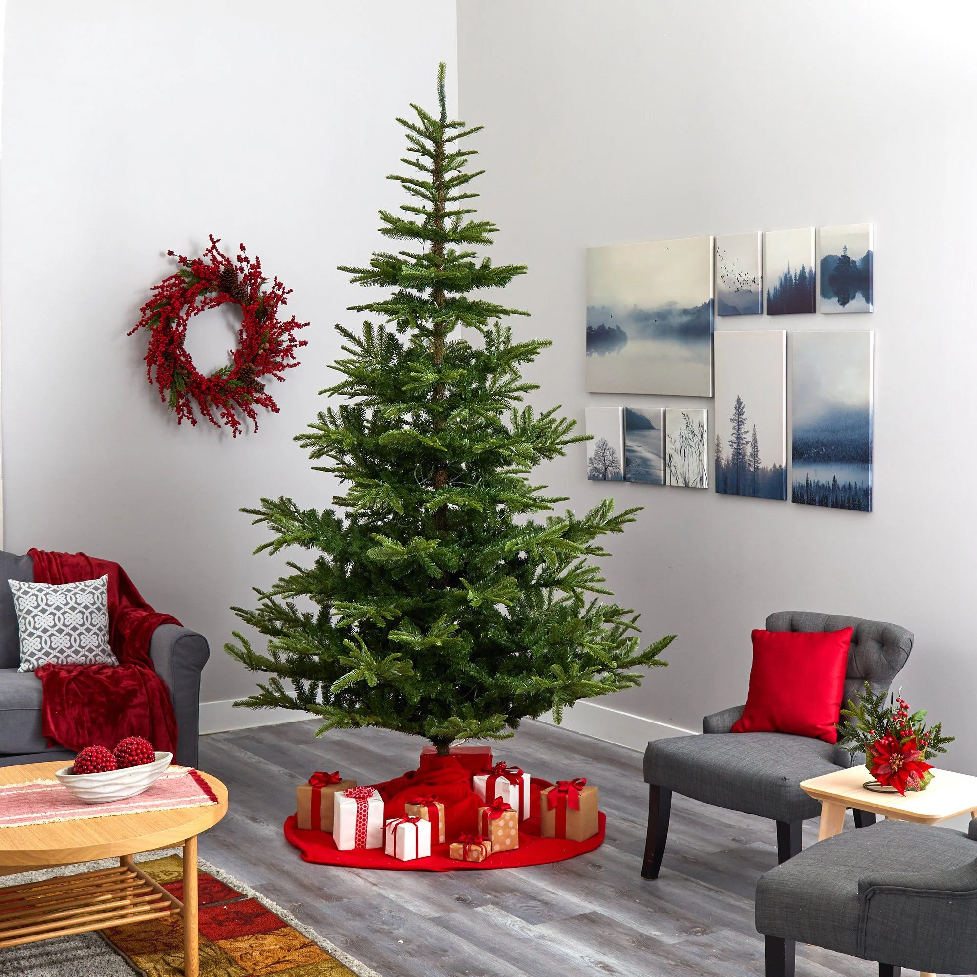 9’ Layered Washington Spruce Artificial Christmas Tree with 750 Clear LED Lights and 2055 Bendable Branches - Image 7