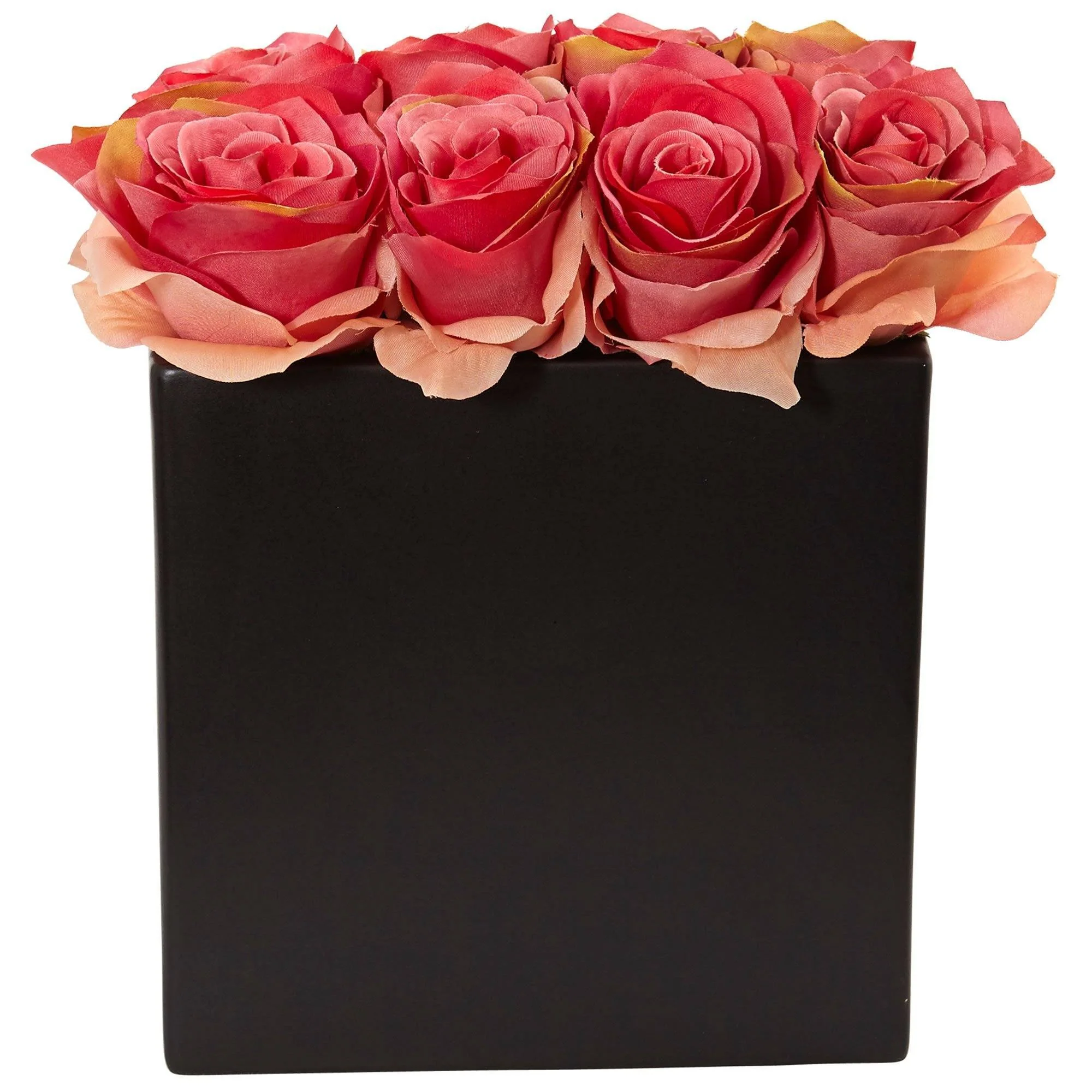 Roses Arrangement in Black Vase - Image 4