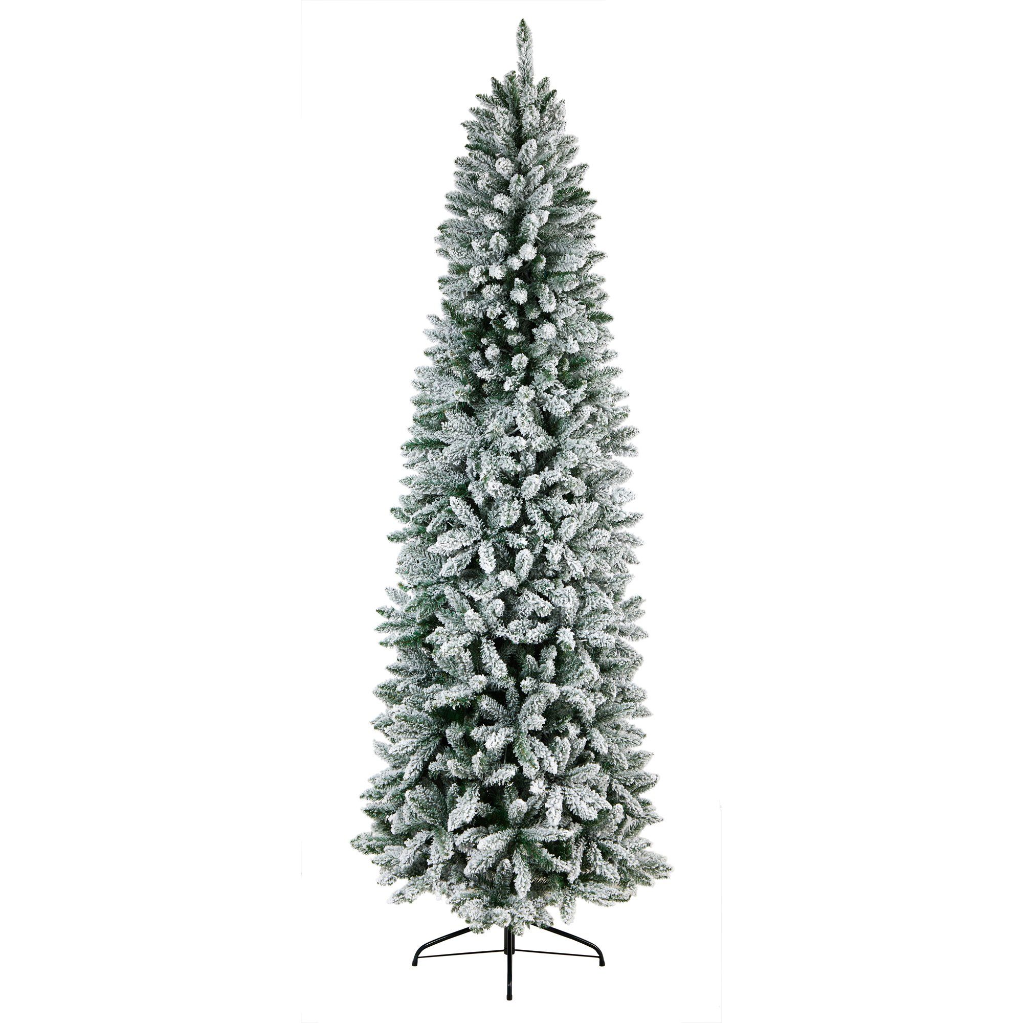 9’ Slim Flocked Montreal Fir Artificial Christmas Tree - Image 3