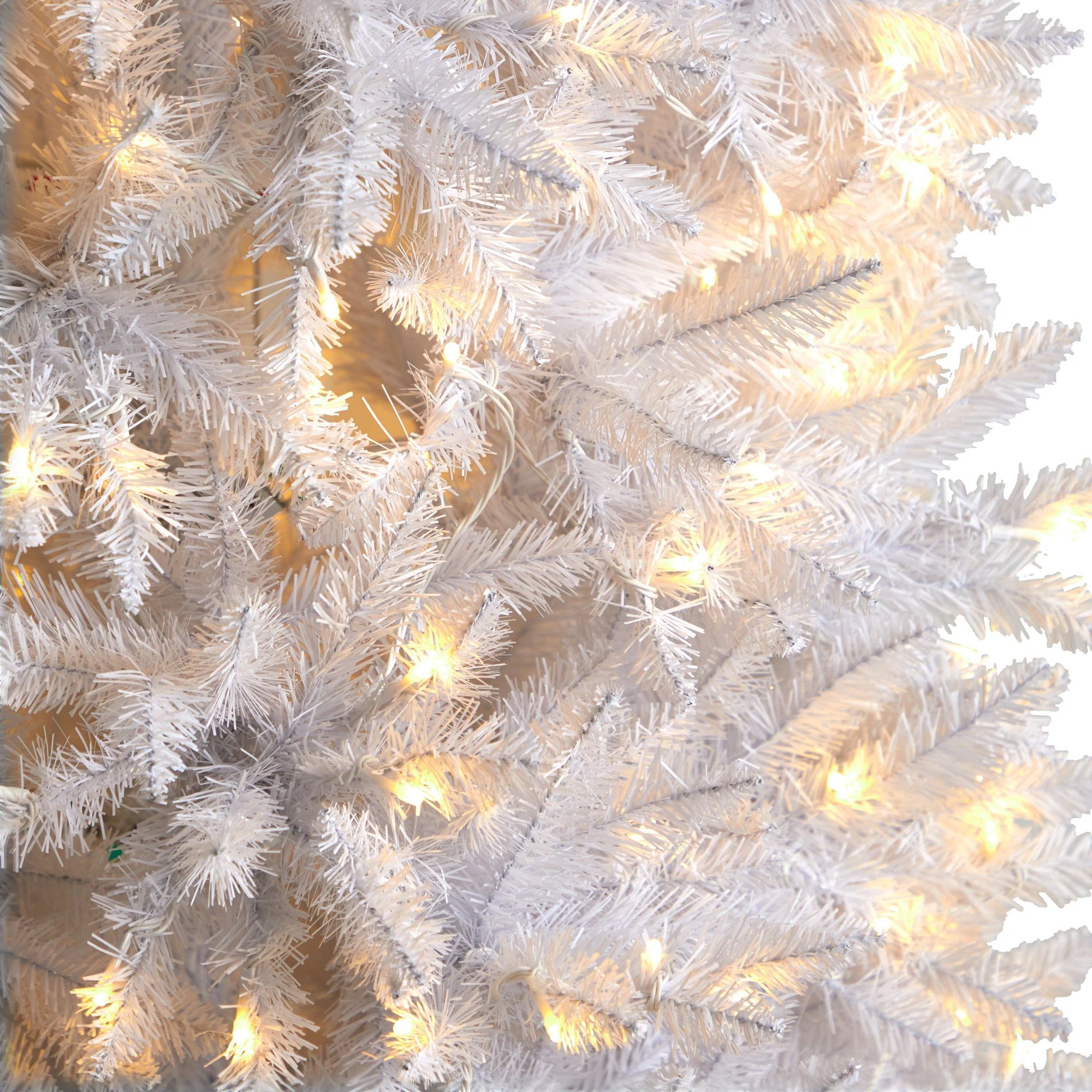 9’ Slim White Artificial Christmas Tree with 600 Warm White LED Lights and 1860 Bendable Branches - Image 4