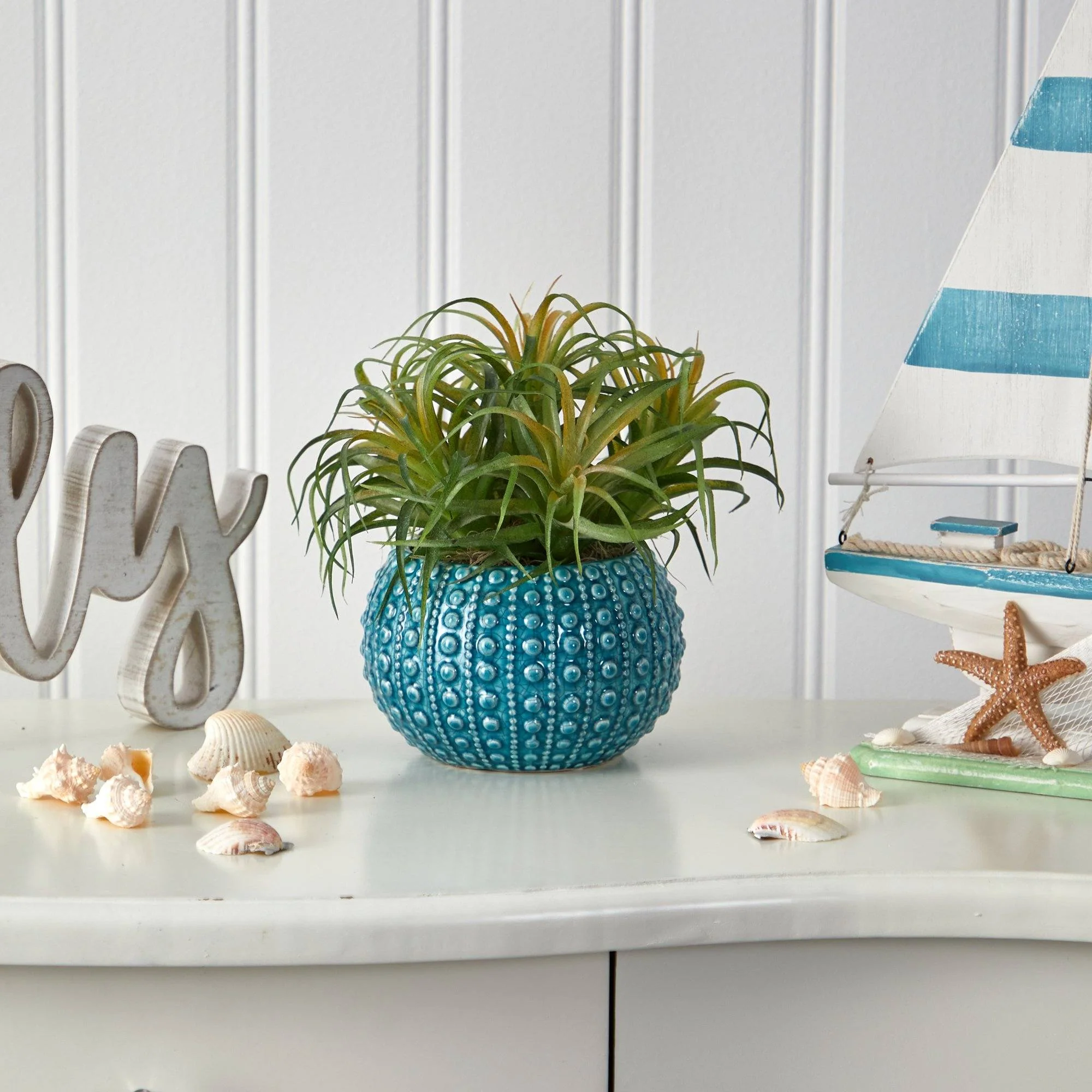 9” Tillandsia Artificial Plant in Blue Planter - Image 3