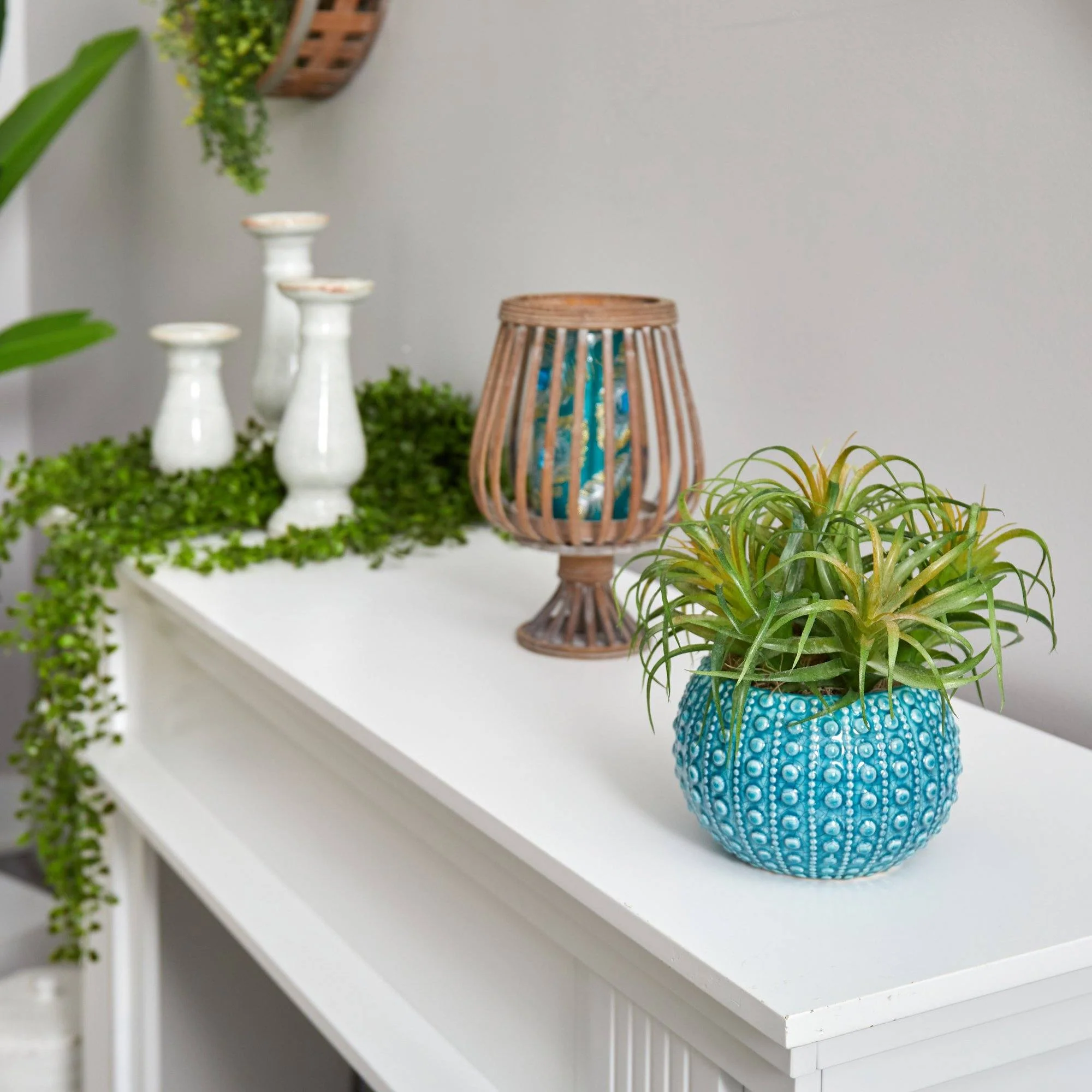 9” Tillandsia Artificial Plant in Blue Planter - Image 4