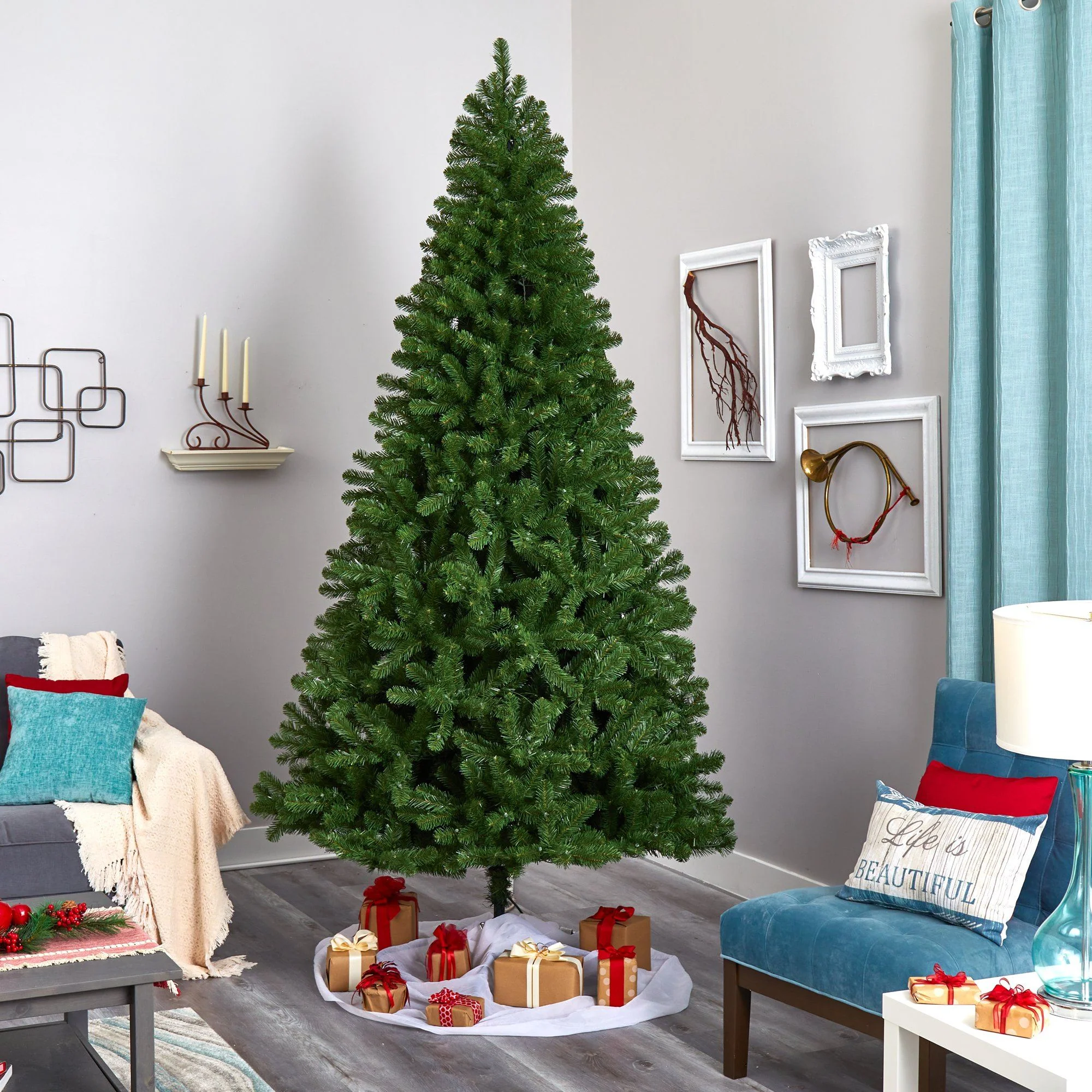 9’ Virginia Fir Artificial Christmas Tree with 600 Clear Lights and 1453 Bendable Branches - Image 7