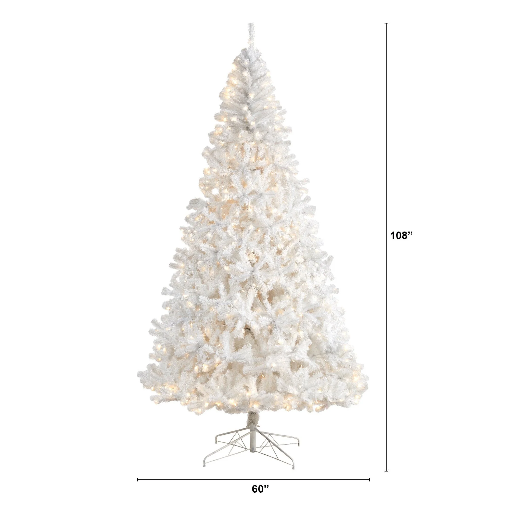 9' White Artificial Christmas Tree with 1860 Bendable Branches and 650 LED Lights - Image 2