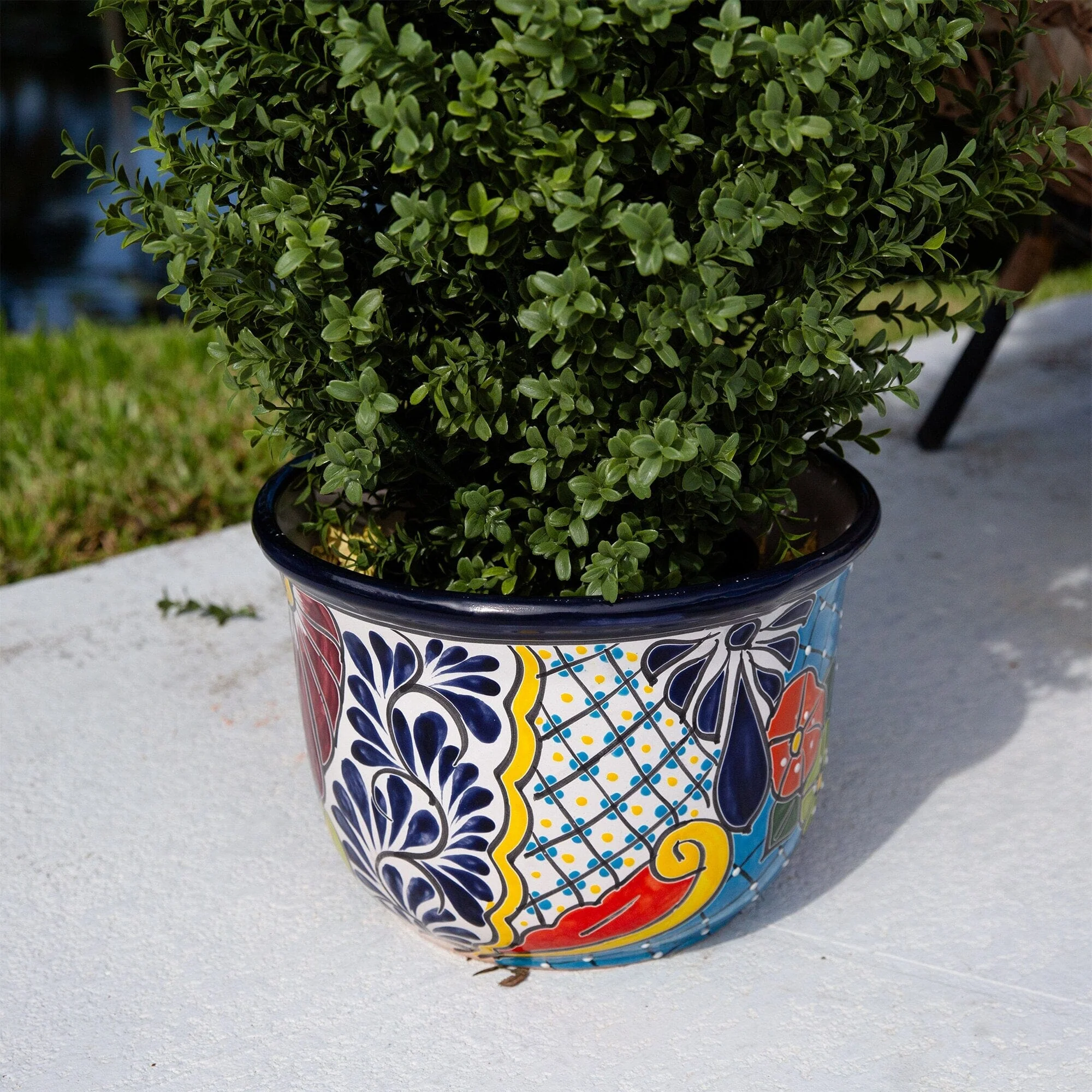 9" x 12.5" Handmade Mexican Talavera Ceramic Planter - Image 2