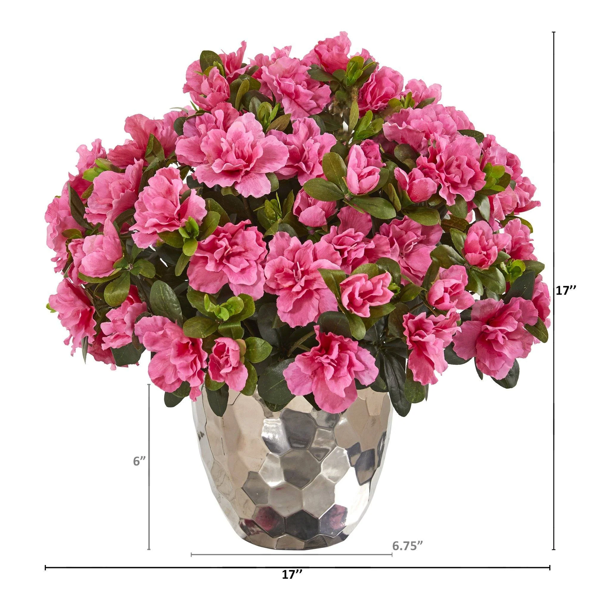 Azalea Artificial Plant in Silver Planter - Image 2