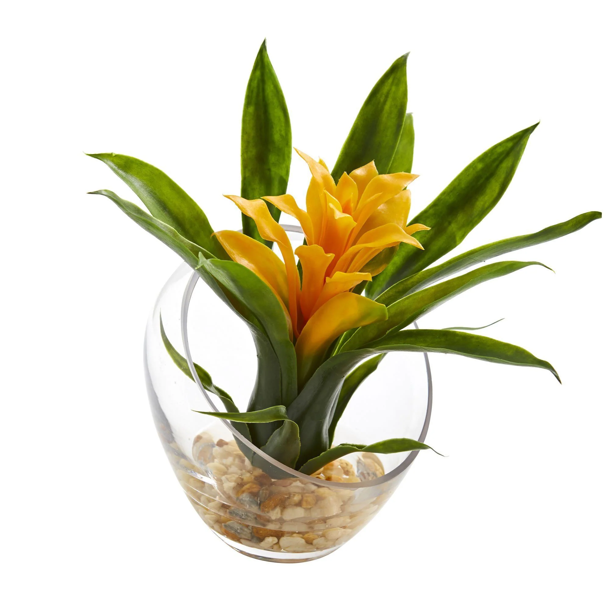 8’’ Tropical Bromeliad in Angled Vase Artificial Arrangement - Image 3