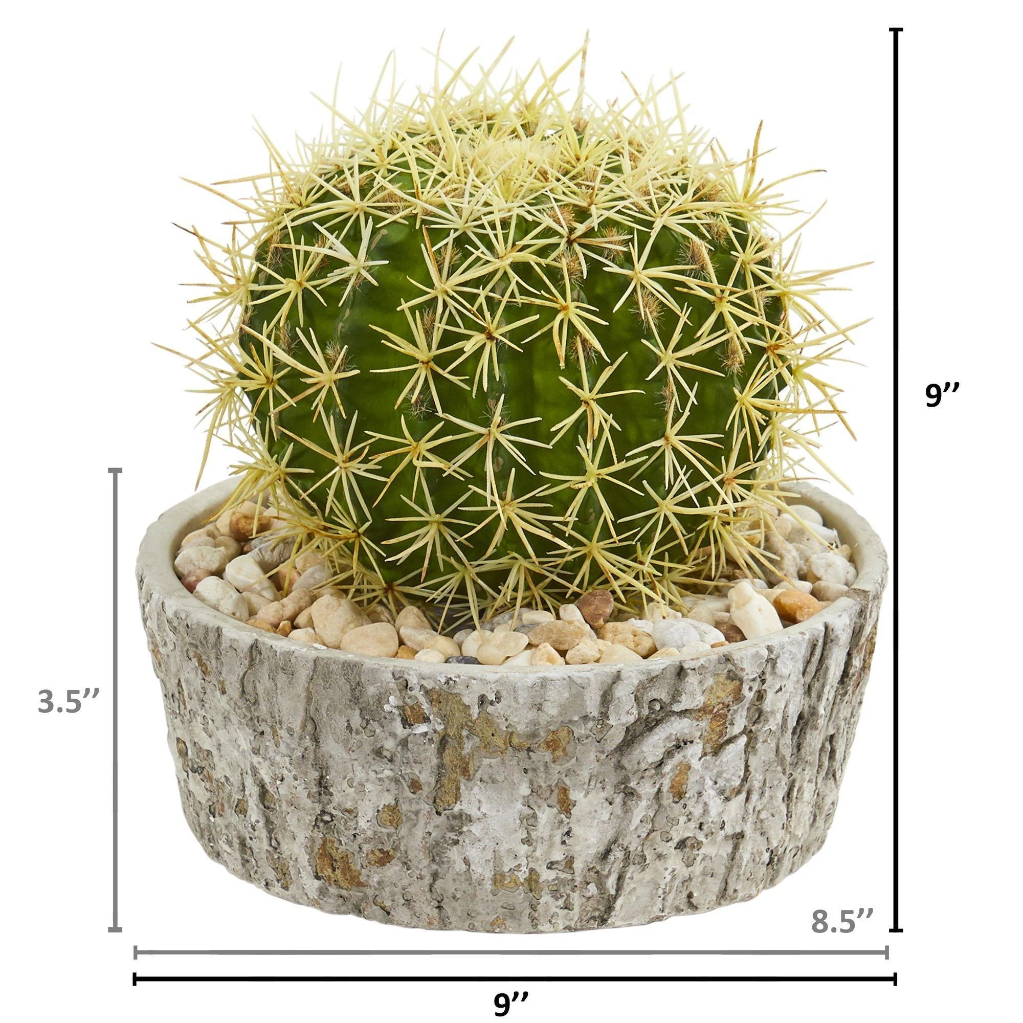 Cactus Artificial Plant in Weathered Oak Planter - Image 2