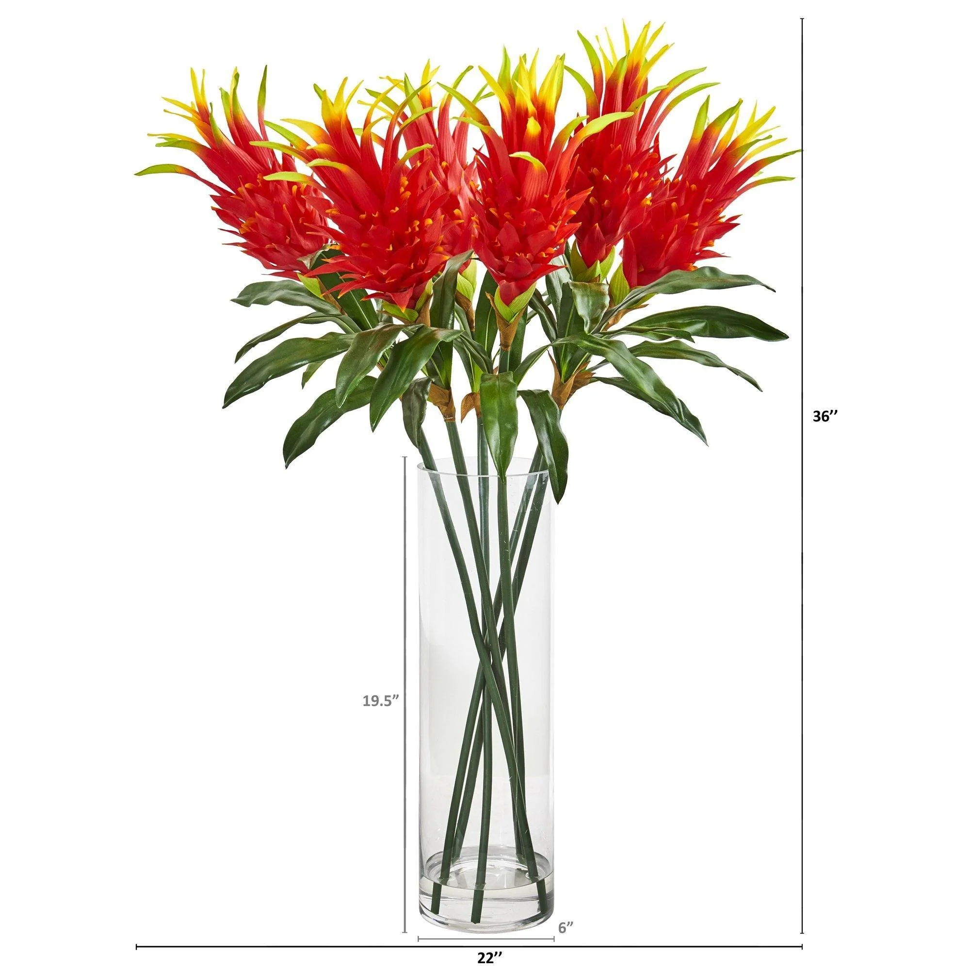 Dragon Fruit Flower Artificial Arrangement in Glass Vase - Image 2