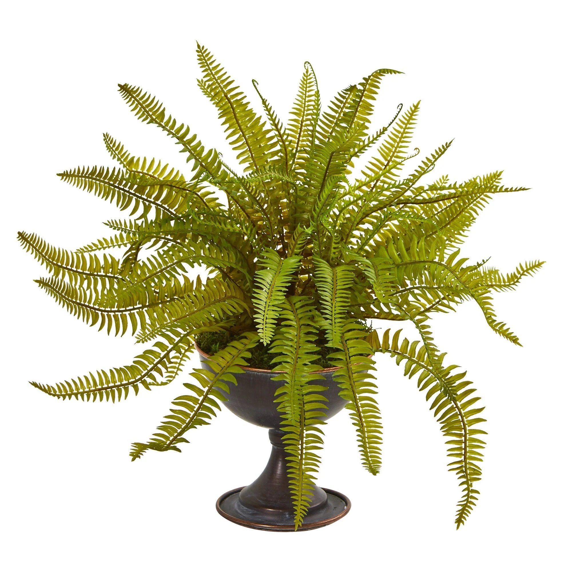 Fern Artificial Plant in Metal Chalice (Set of 2) - Image 2