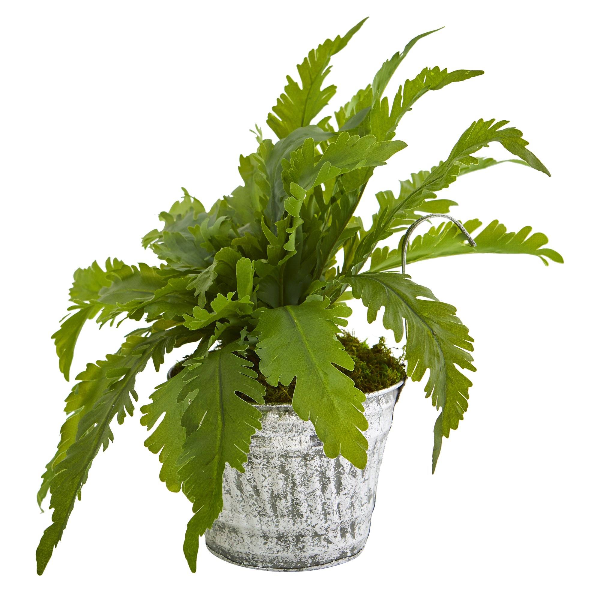 Fern Artificial Plant in Vintage Hanging Planter - Image 3