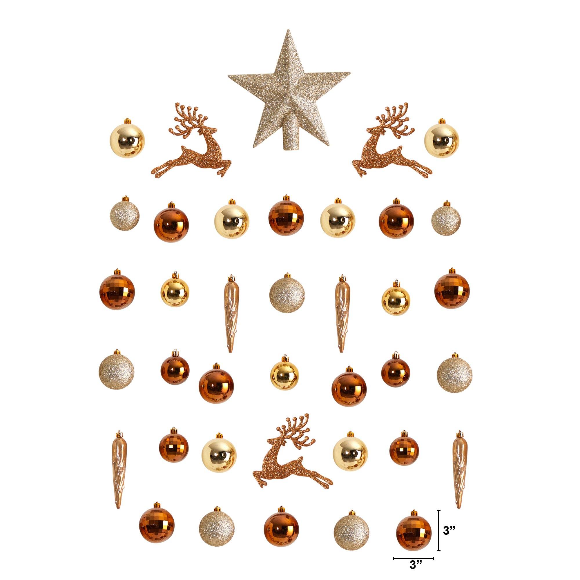 Holiday Christmas 40 Count Lux Shatterproof Ornament Set with Re-Useable Storage Container - Image 3