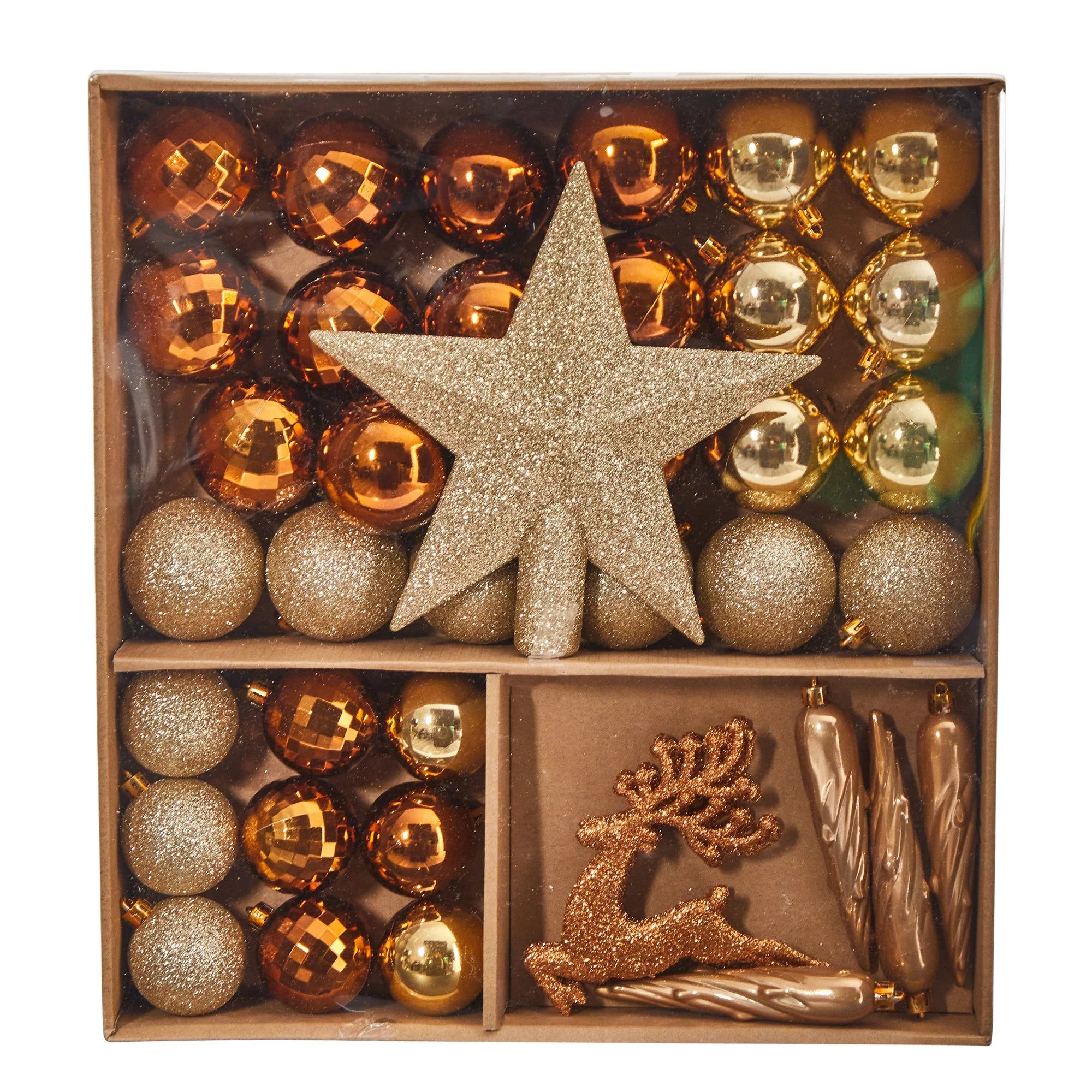 Holiday Christmas 40 Count Lux Shatterproof Ornament Set with Re-Useable Storage Container - Image 4
