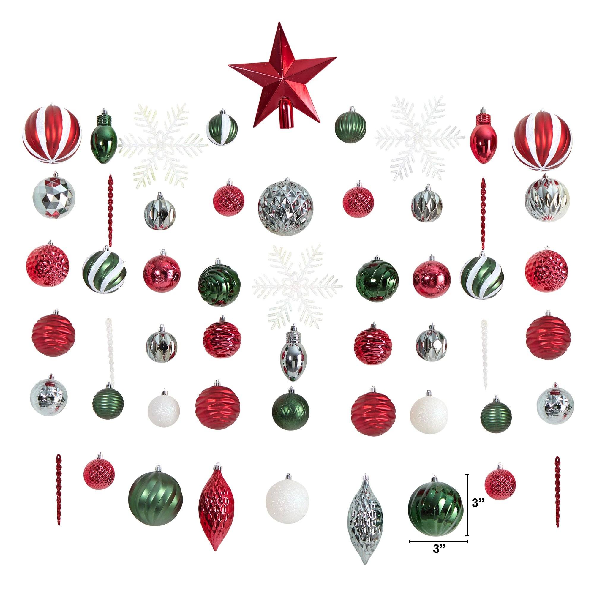 Holiday Deluxe Shatterproof, 100 Count Christmas Tree Ornament Box Set, Re-Useable Container - Image 3