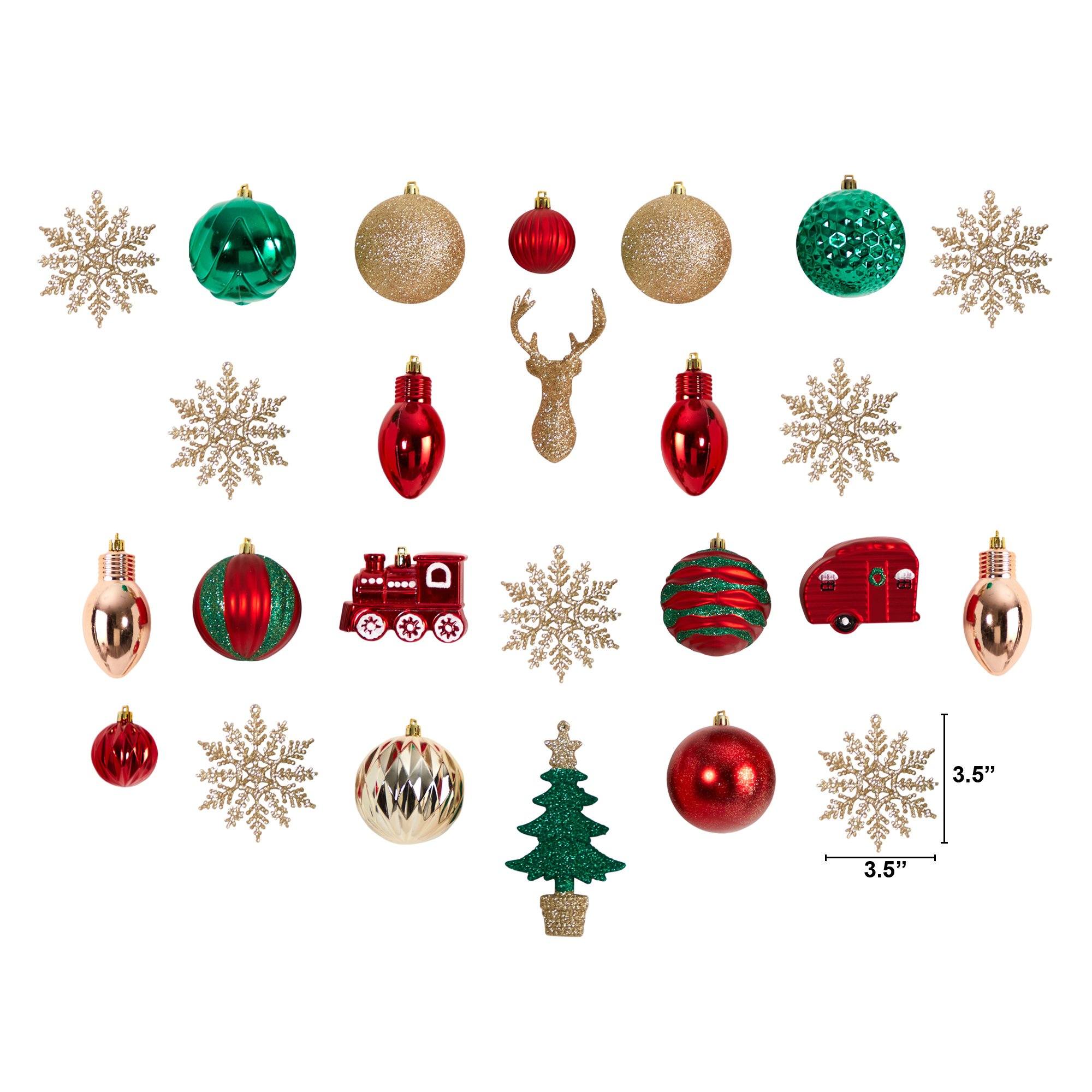 Holiday Deluxe Shatterproof, 25 Count Christmas Tree Ornament Box Set, Re-Useable Container - Image 3