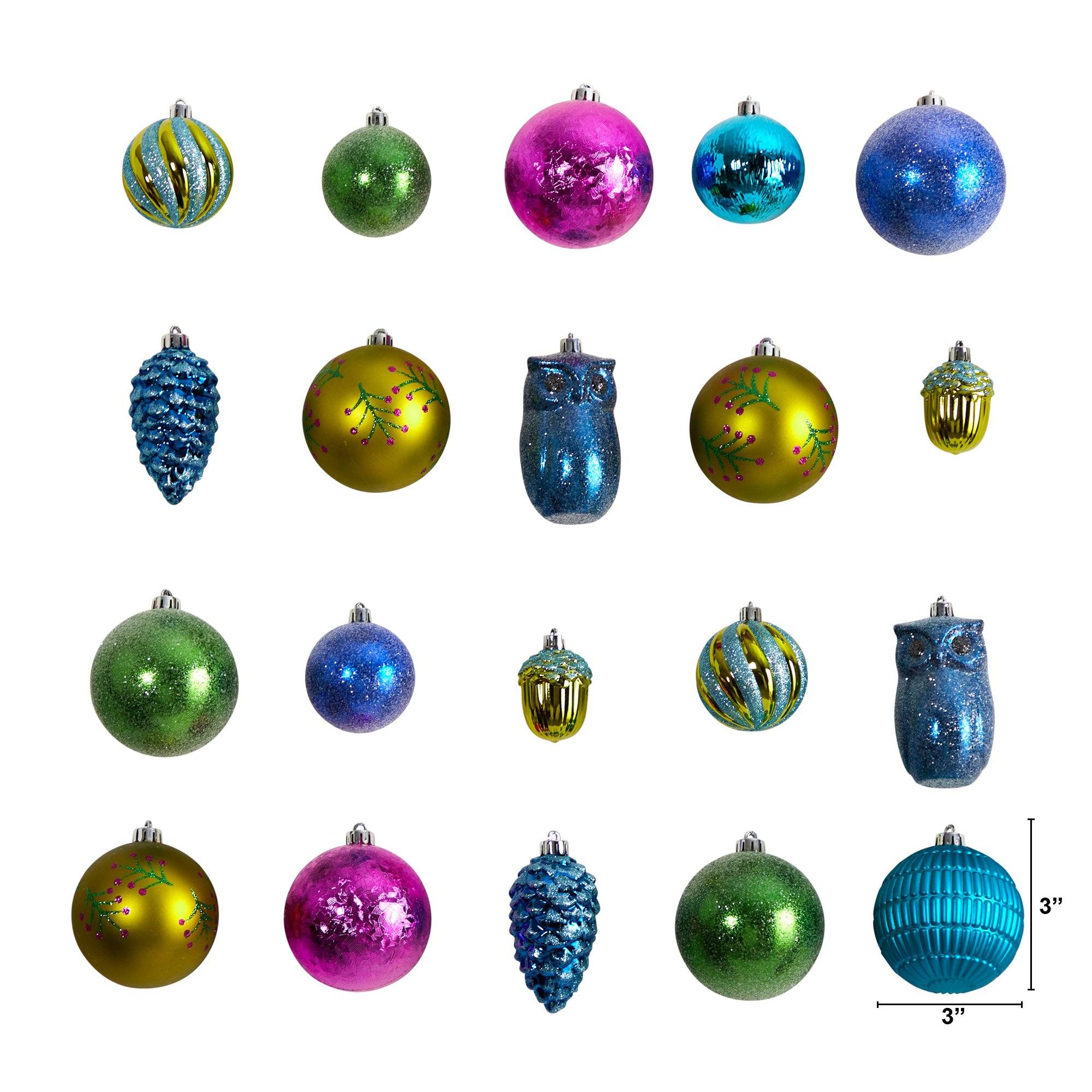 Holiday Deluxe Shatterproof, 50 Count Christmas Tree Ornament Box Set, Re-Useable Container - Image 3