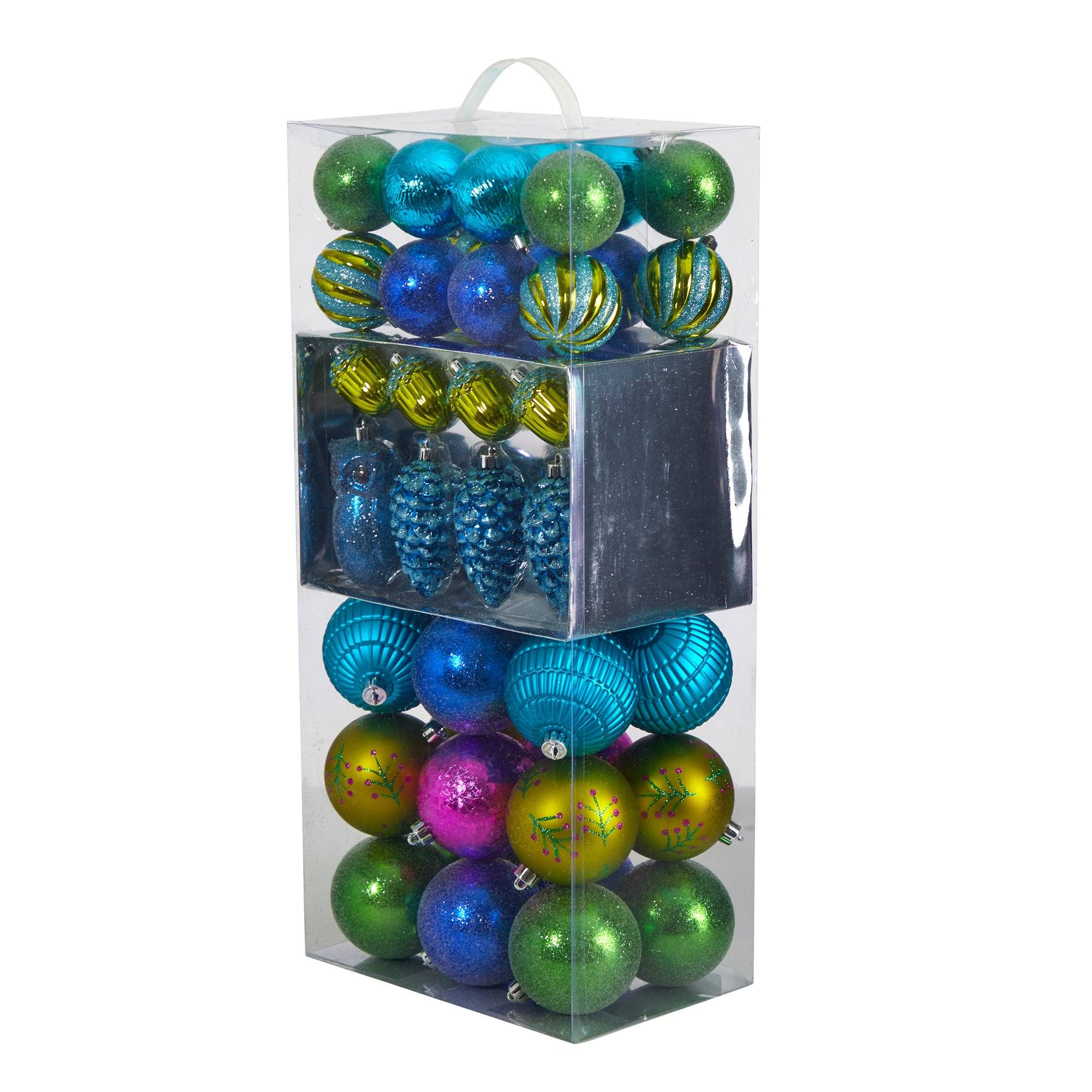Holiday Deluxe Shatterproof, 50 Count Christmas Tree Ornament Box Set, Re-Useable Container - Image 4