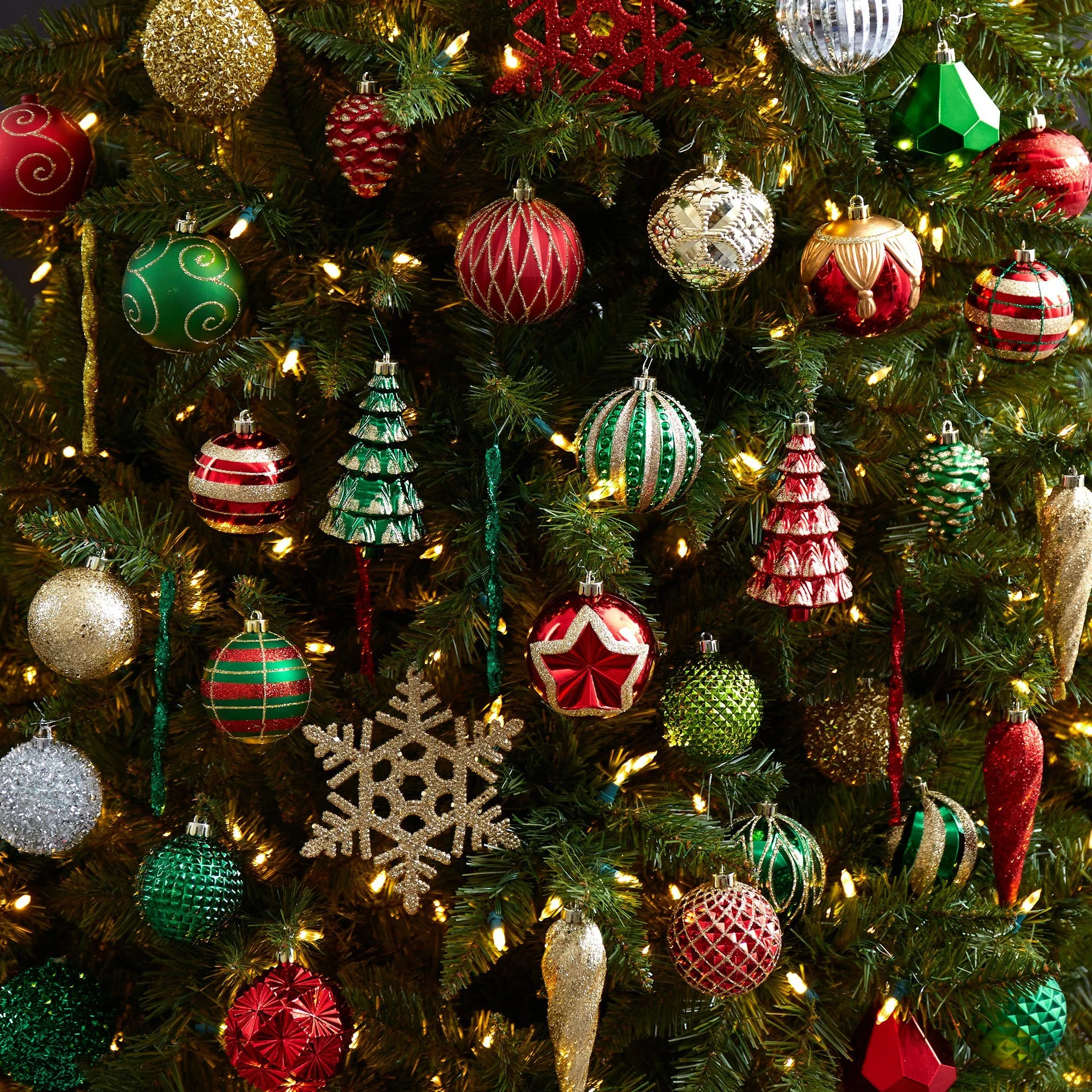 Holiday Deluxe Shatterproof, 52 Count Christmas Tree Ornament Box Set, Reusable Container - Image 2