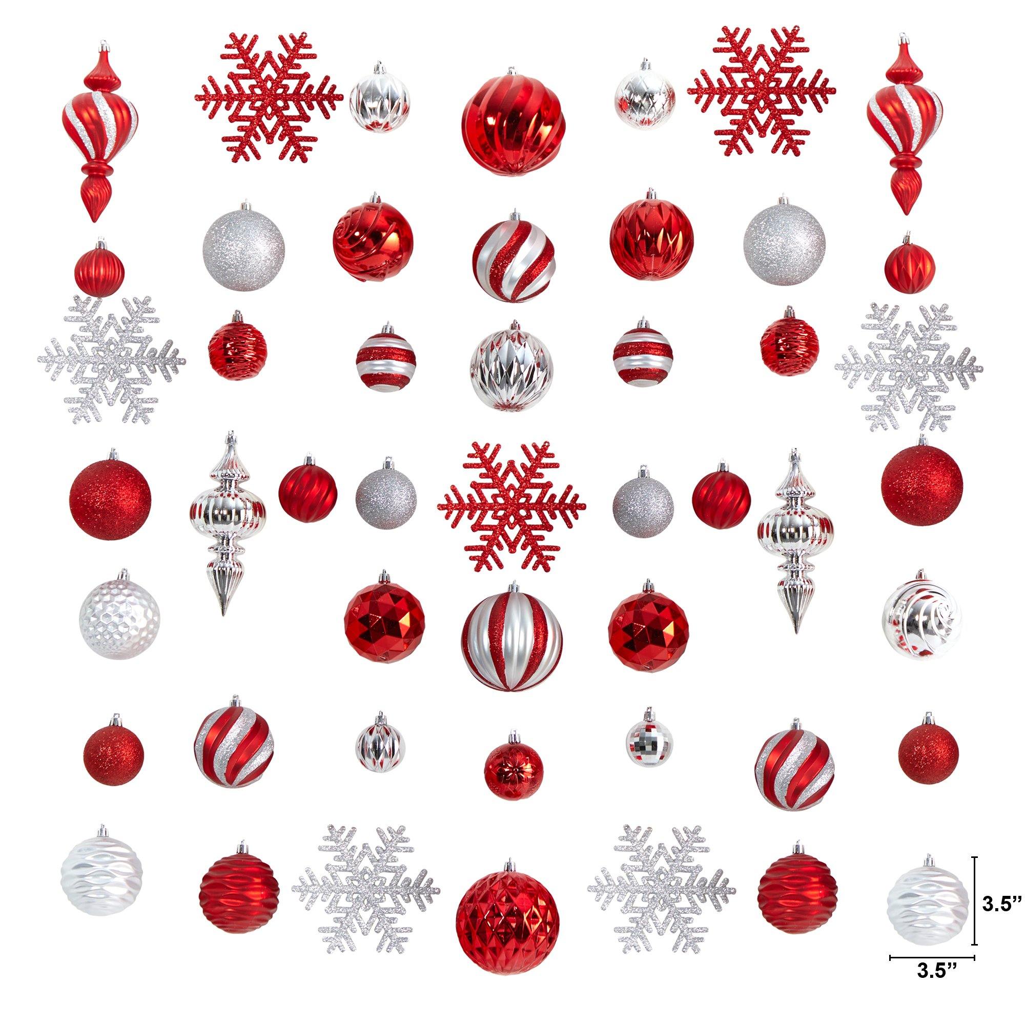 Holiday Deluxe Shatterproof, 81  Count Christmas Tree Ornament Box Set, Re-Useable Container - Image 3