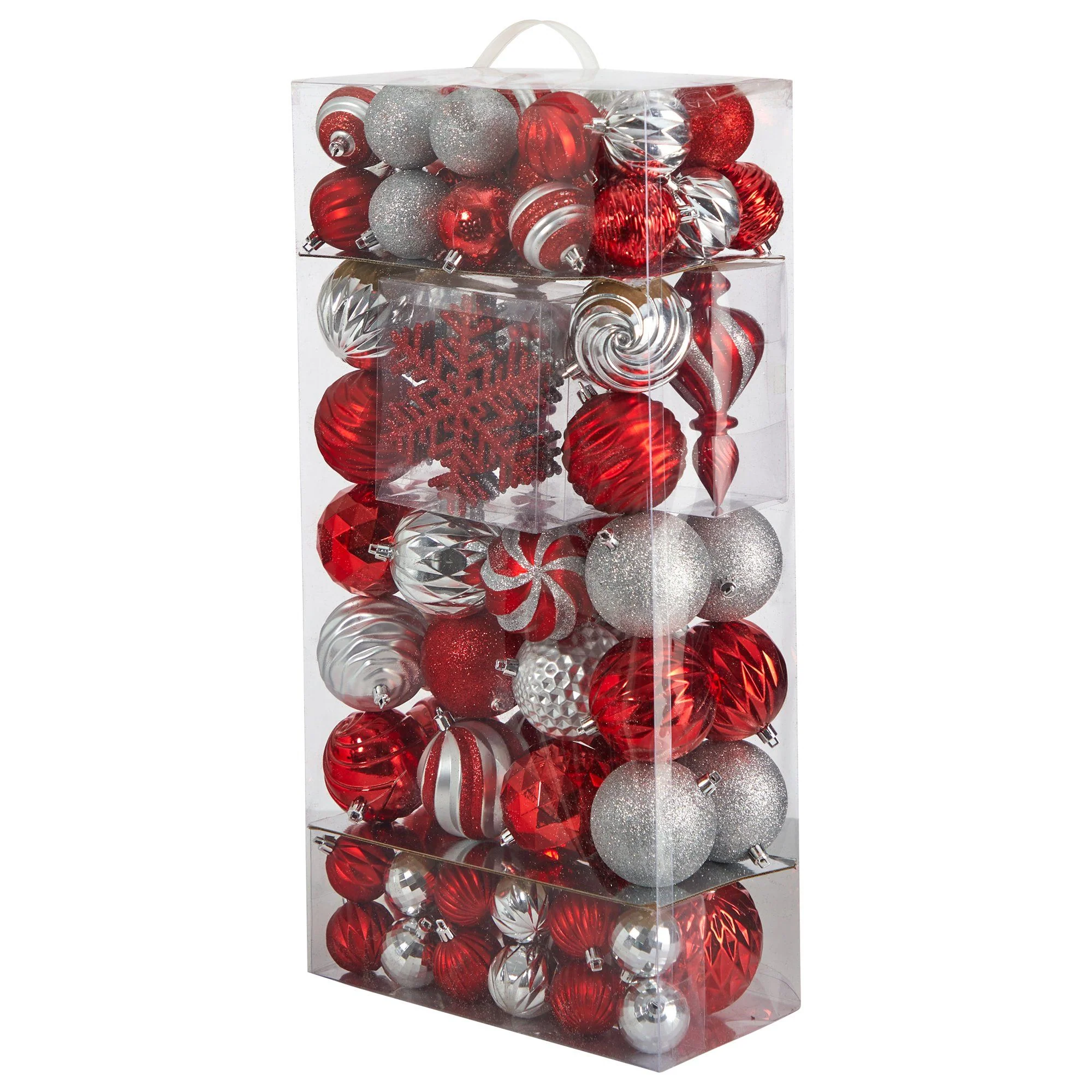 Holiday Deluxe Shatterproof, 81  Count Christmas Tree Ornament Box Set, Re-Useable Container - Image 4