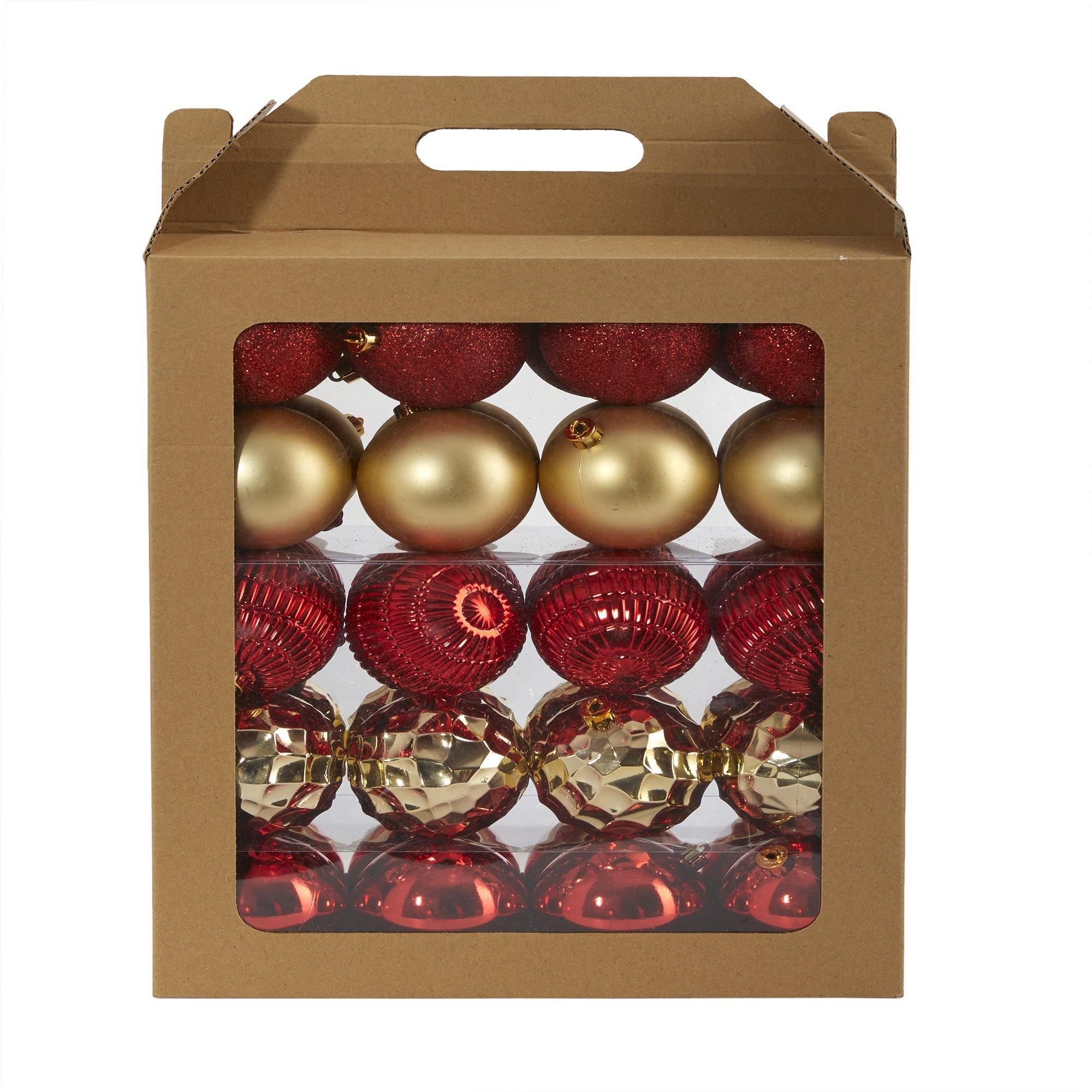 Holiday Shatterproof, 40 Count Christmas Tree Ornament Box Set, 80mm with Re-Useable Box - Image 3