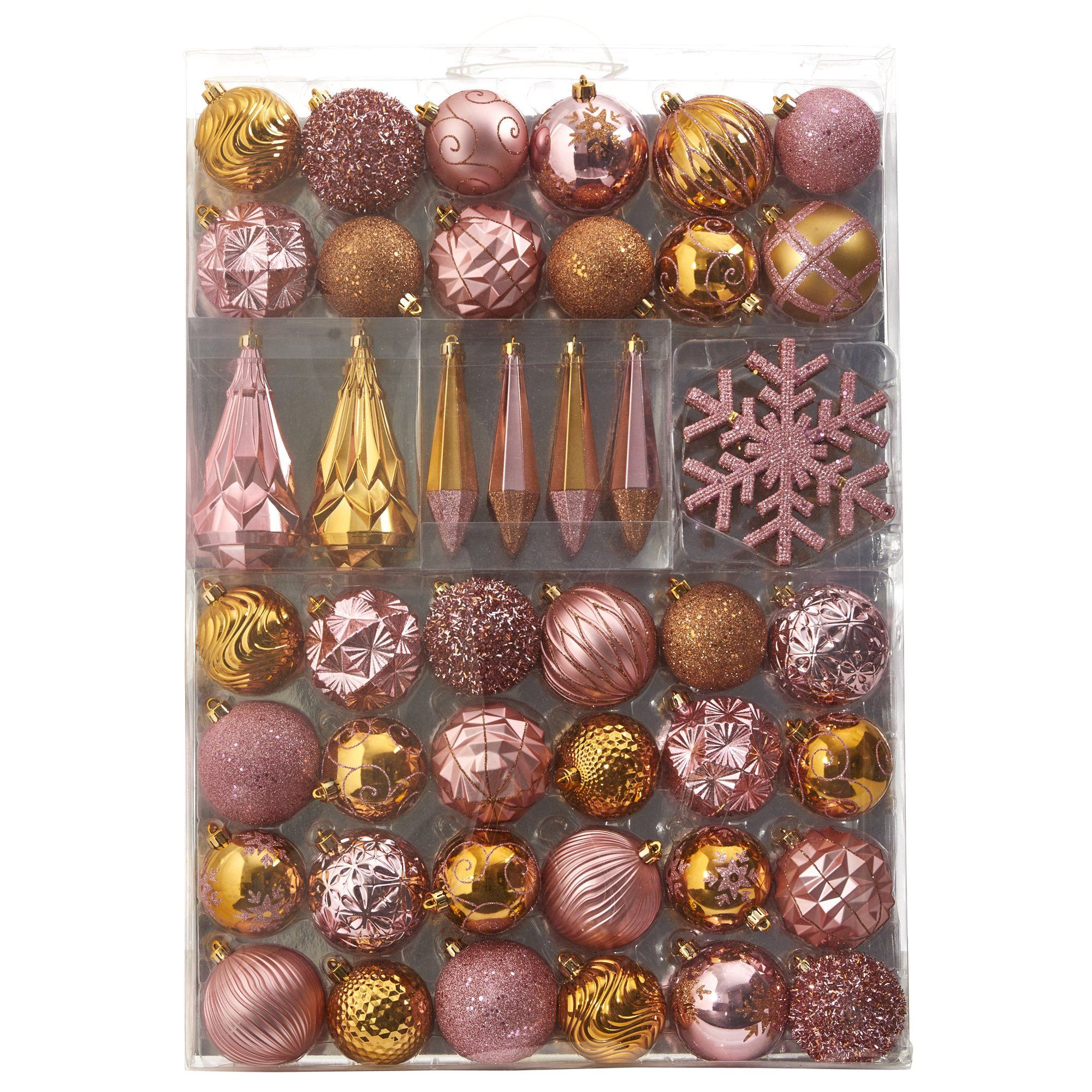Holiday Shatterproof, 52 Count Christmas Tree Ornament Box Set, 80mm to 150mm with Reusable Tray - Image 3