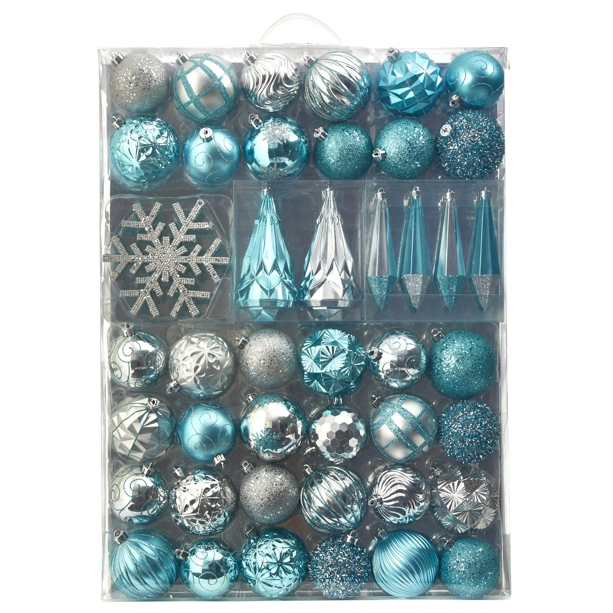 Holiday Shatterproof, 52 Count Christmas Tree Ornament Box Set, 80mm to 150mm with Reusable Tray - Image 4
