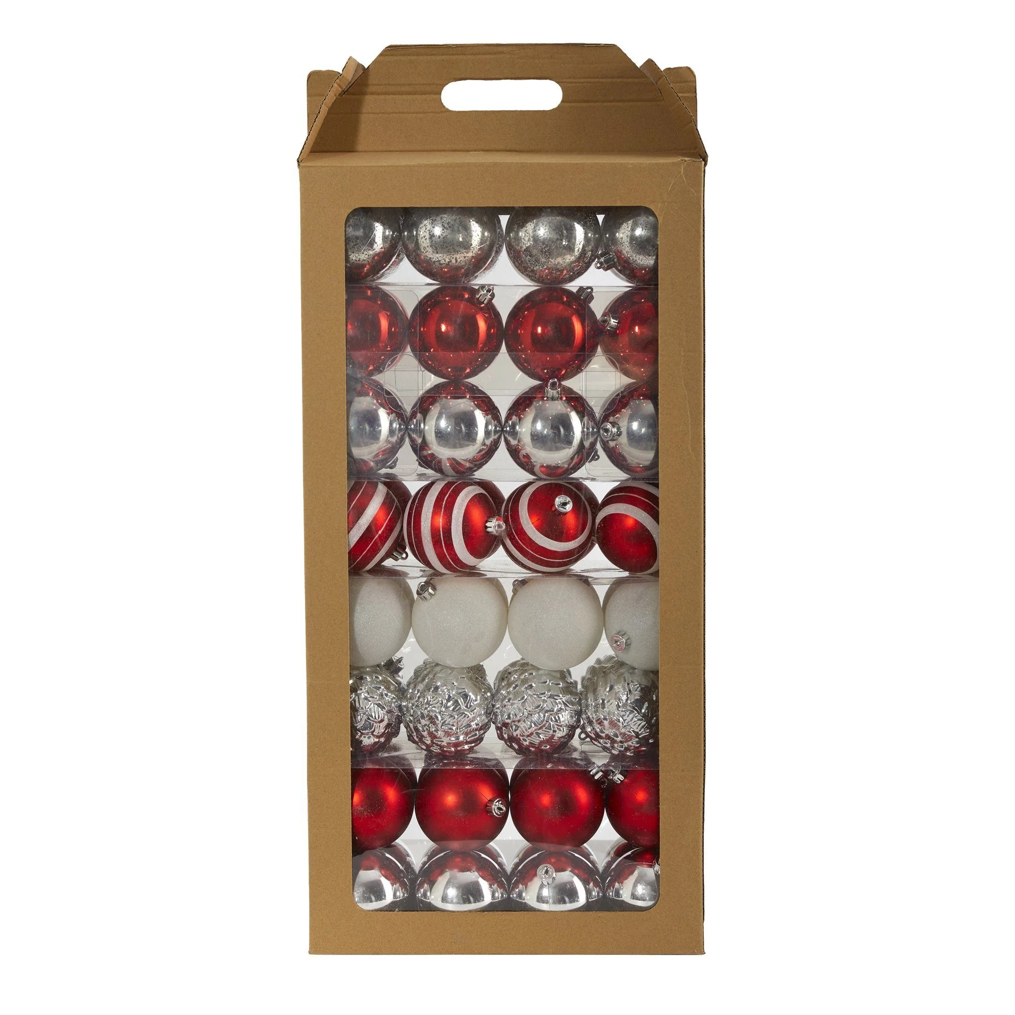 Holiday Shatterproof, 64 Count Christmas Tree Ornament Set, 80mm with Re-Useable Box - Image 5
