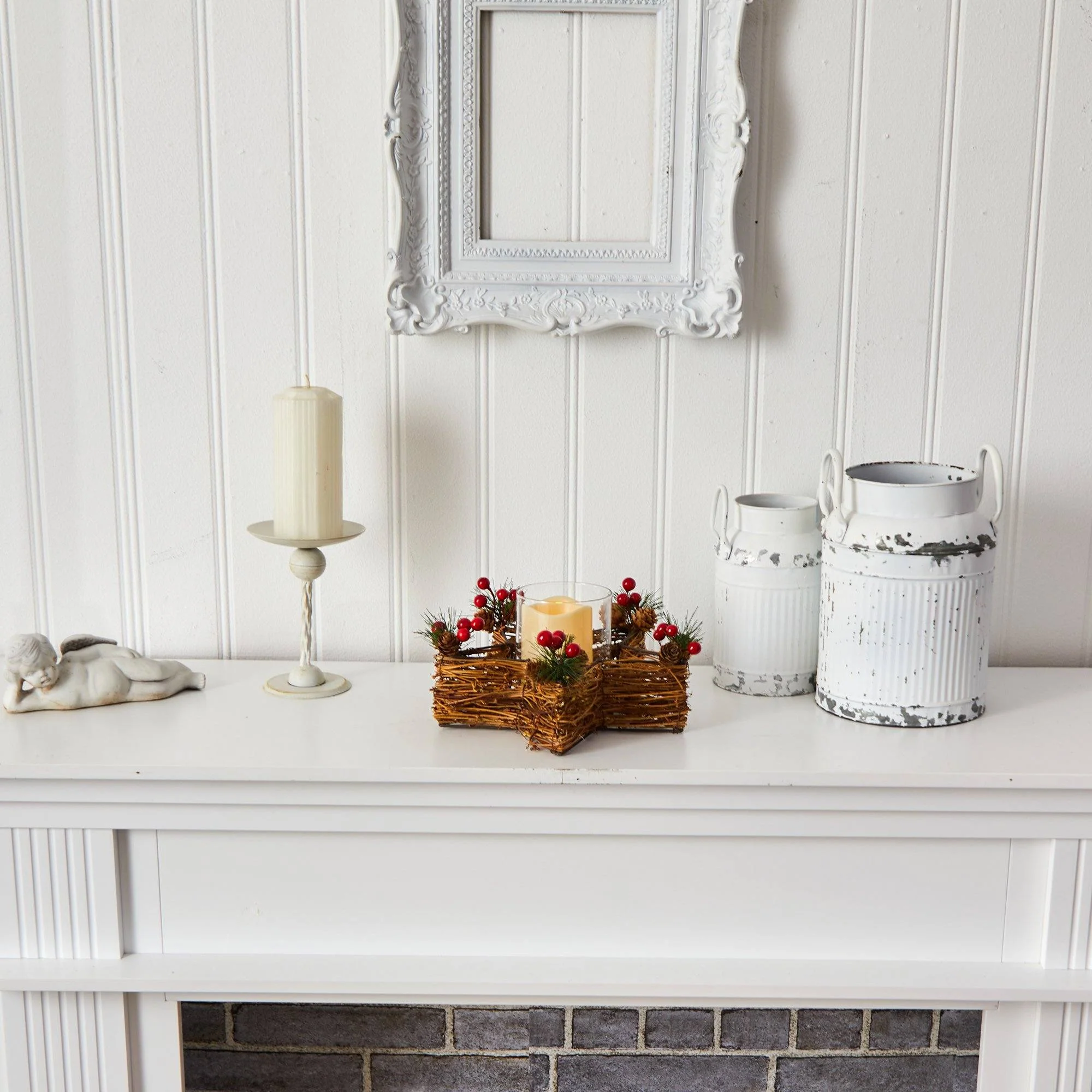 Holiday Star Twig Candle Holder with LED Candle Table Christmas Arrangement - Image 6