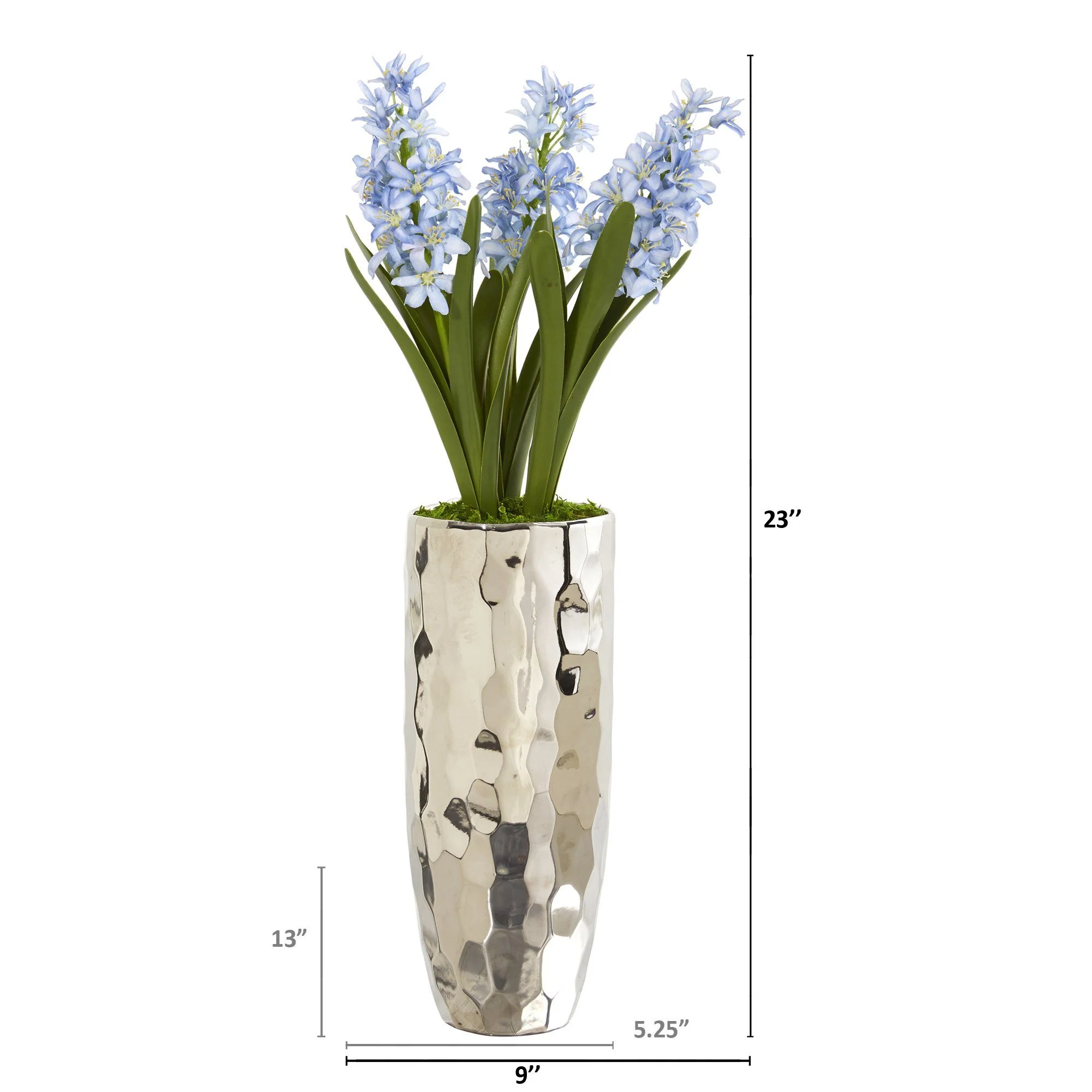 Hyacinth Artificial Arrangement in Silver Vase - Image 2