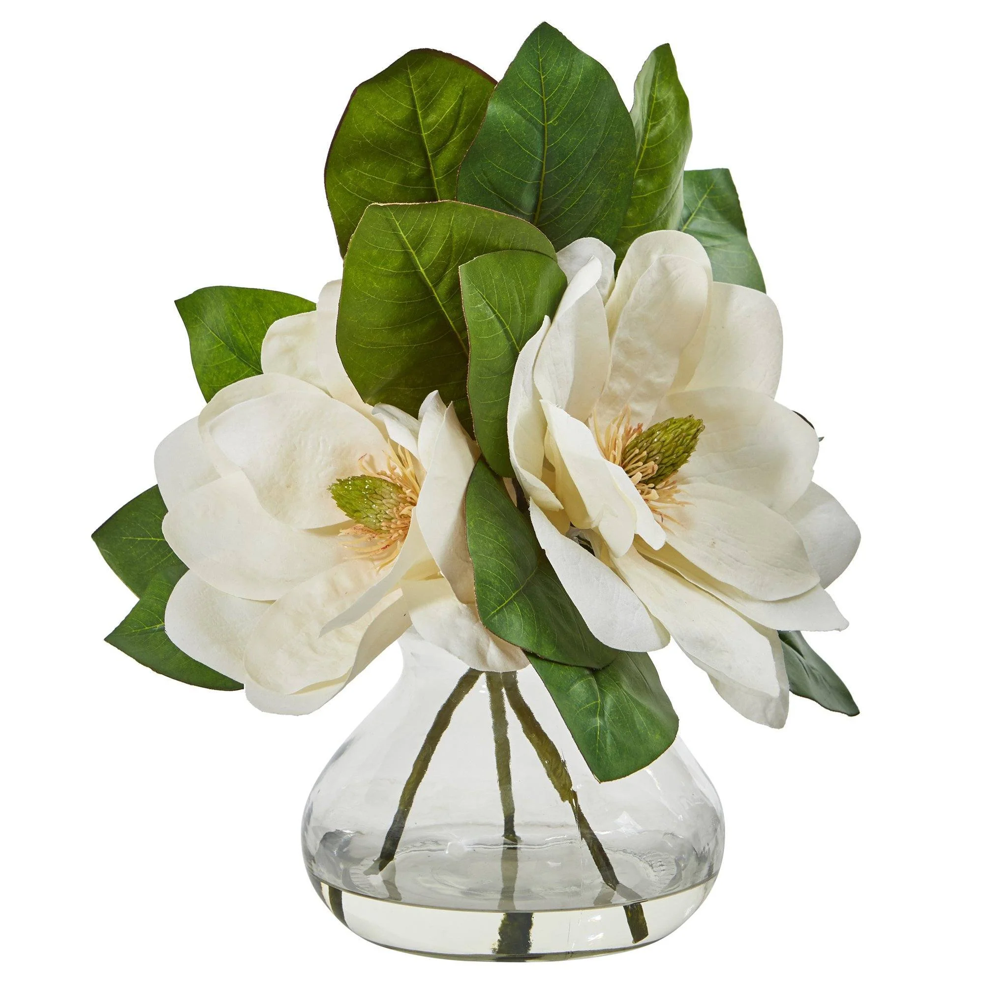 Magnolia Artificial Arrangement in Glass Vase - Image 3