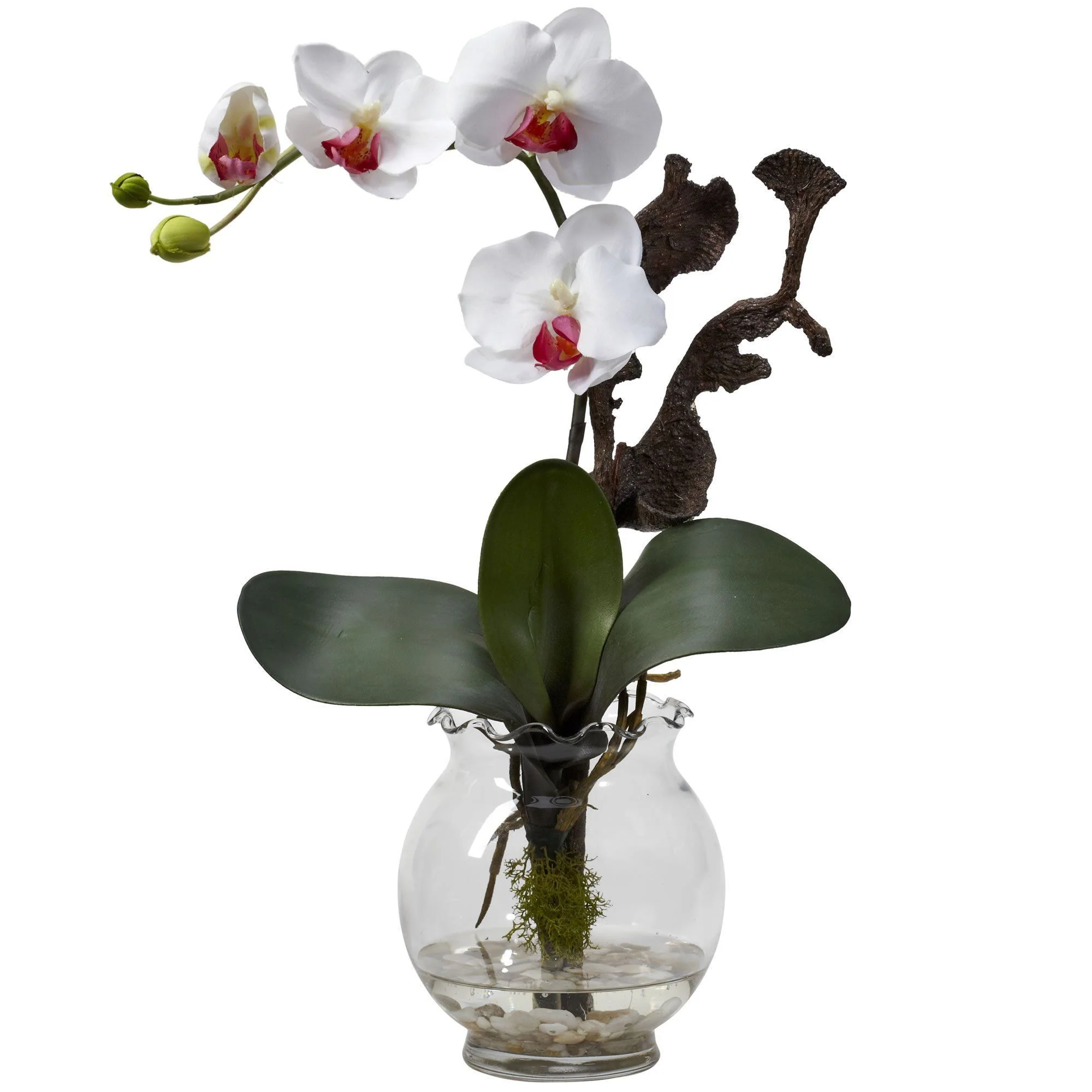 Mini Phalaenopsis w/Fluted Vase Silk Flower Arrangement - Image 2