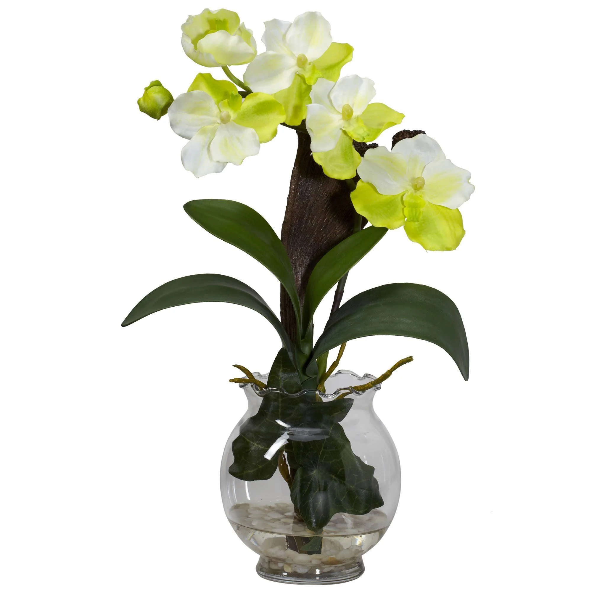 Mini Vanda w/Fluted Vase Silk Flower Arrangement - Image 3