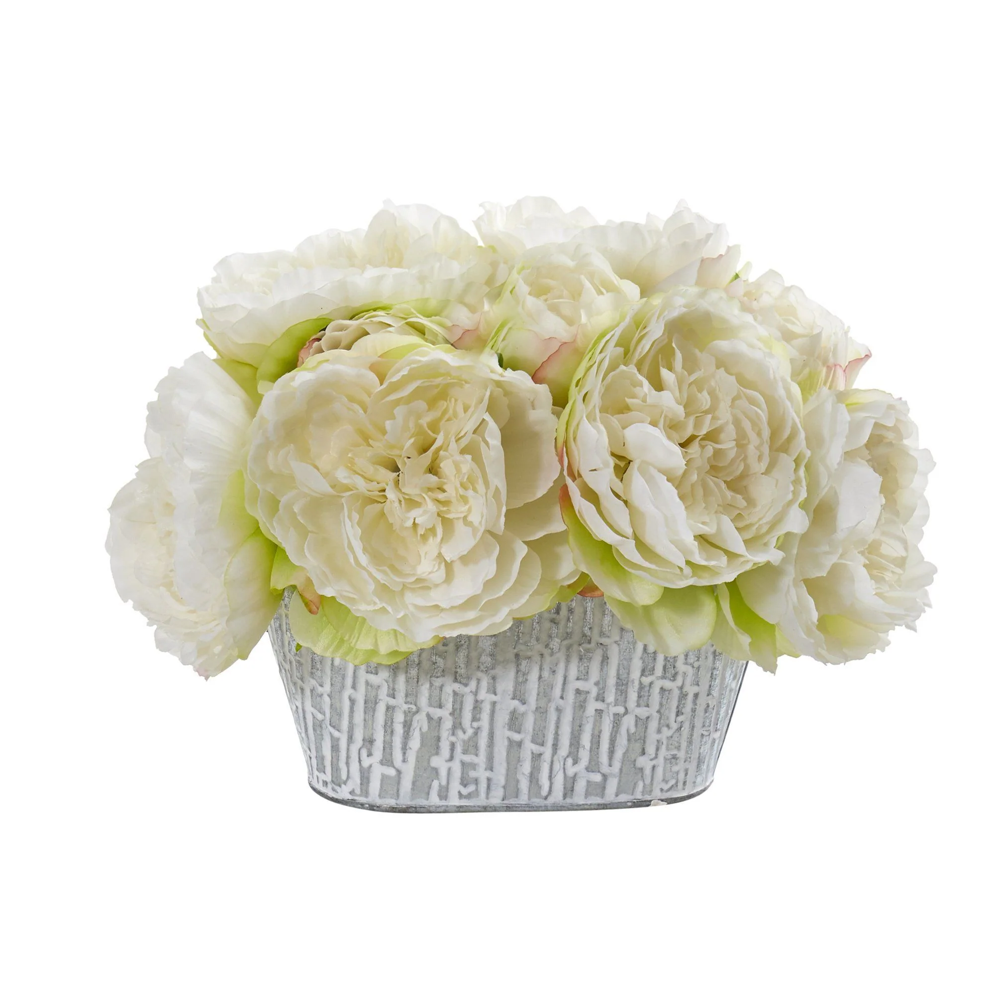 8” Peony Artificial Arrangement in Decorative Vase - Image 3
