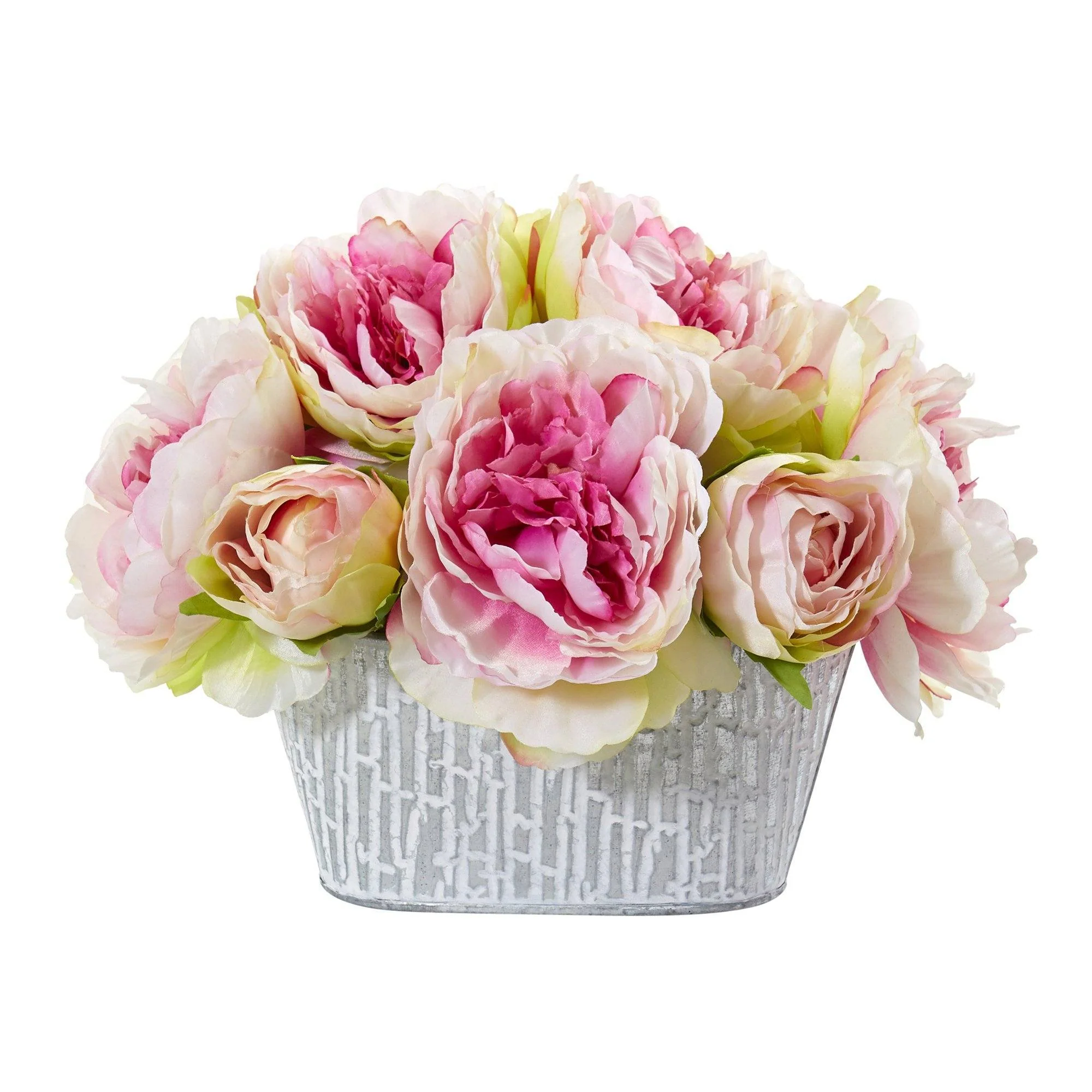 8” Peony Artificial Arrangement in Decorative Vase - Image 4