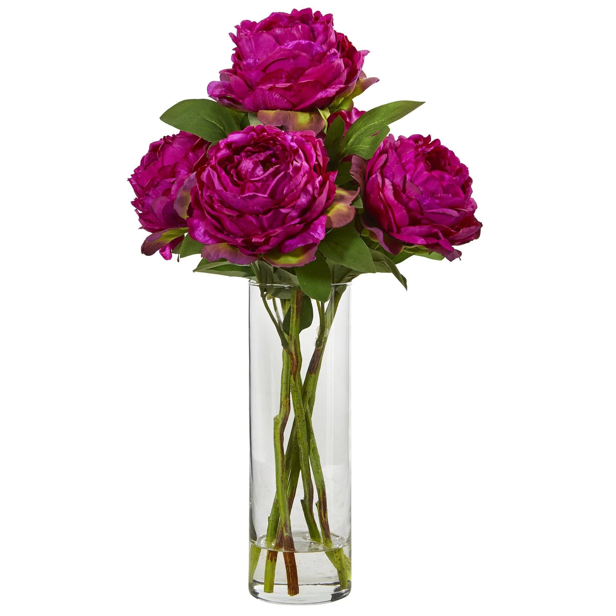 19” Peony Artificial Arrangement in Glass Vase - Image 2