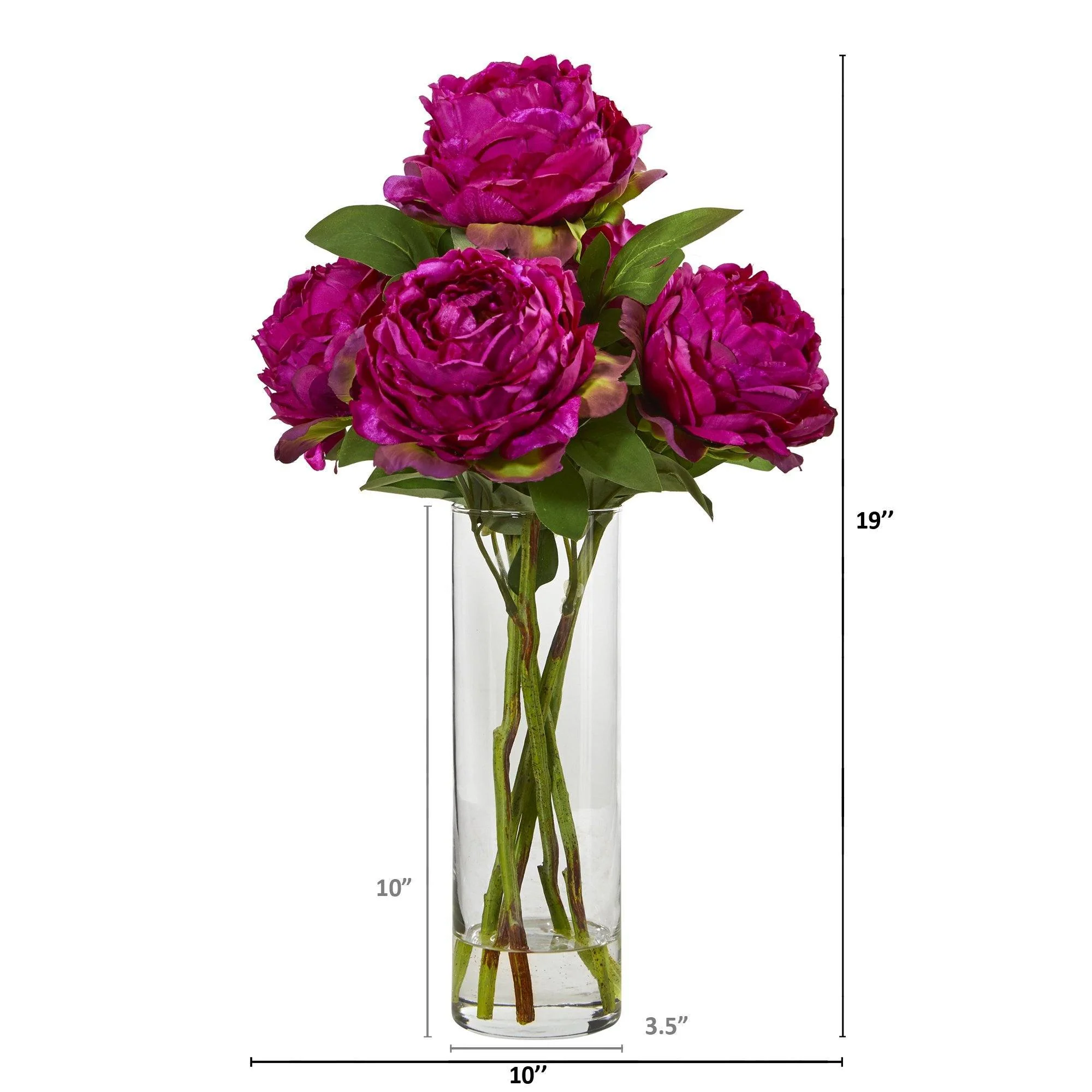 19” Peony Artificial Arrangement in Glass Vase - Image 3