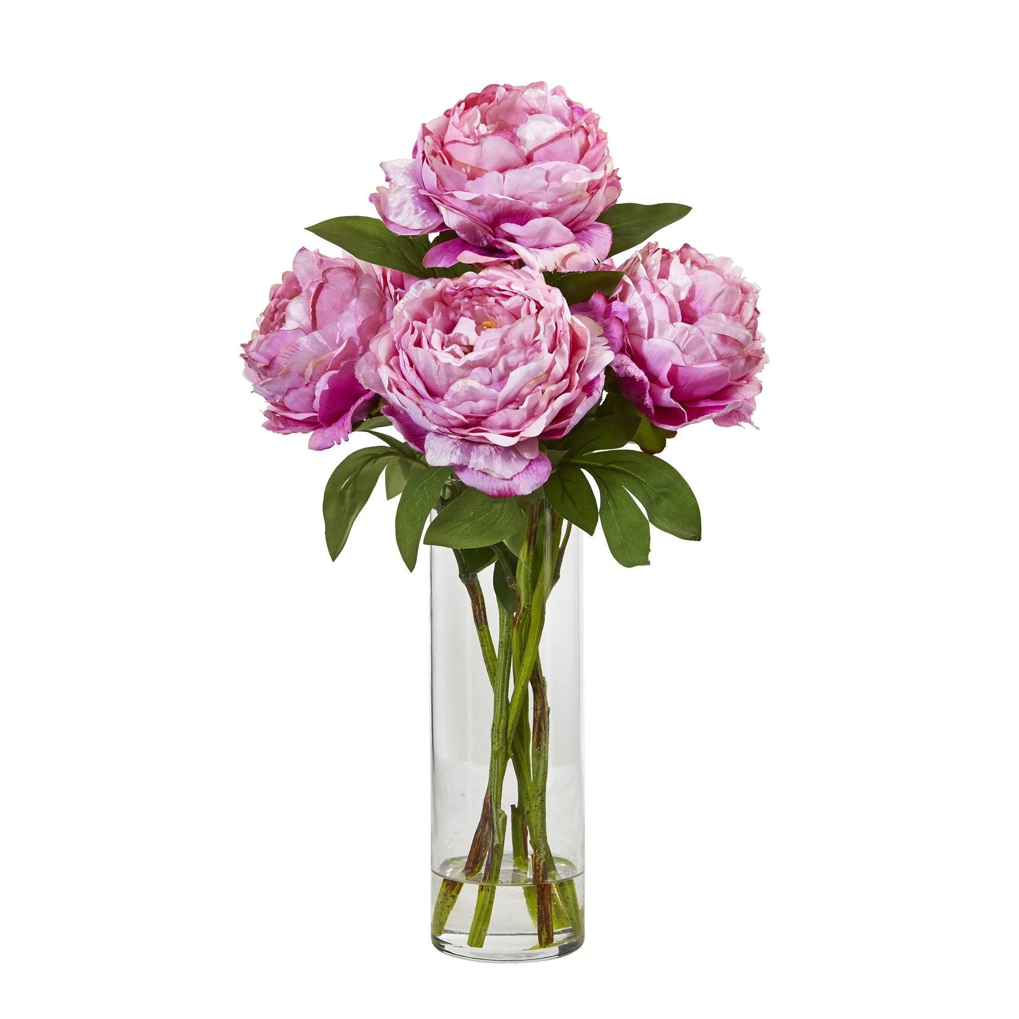 19” Peony Artificial Arrangement in Glass Vase - Image 4