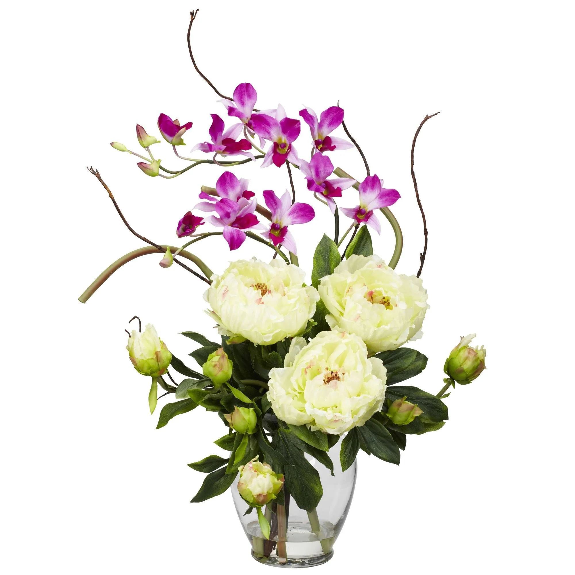 Peony & Orchid Silk Flower Arrangement - Image 2